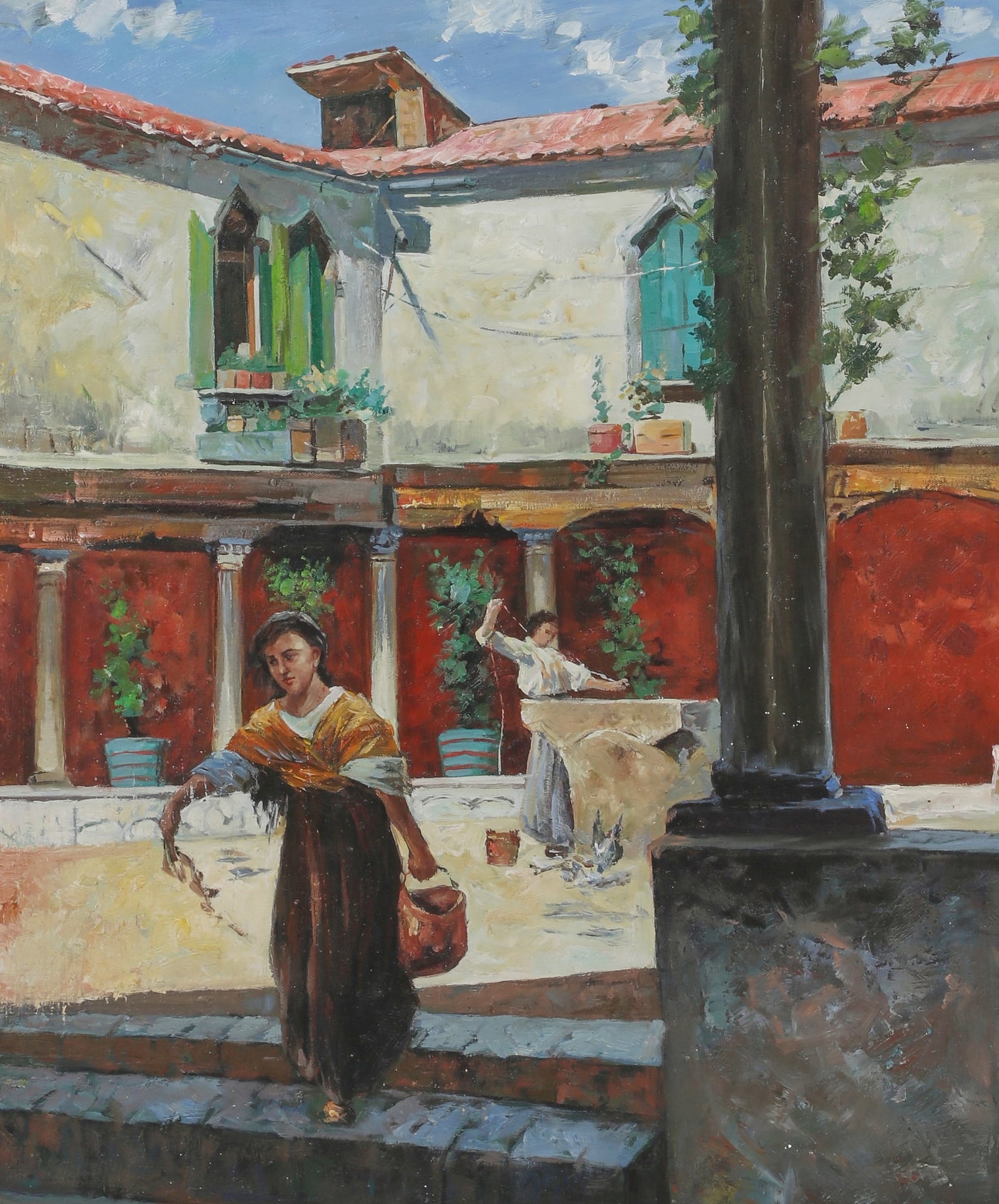 After an unkown 19th century artist (Spain, 19th century), Untitled (at the Well), oil on canvas, 24: After an unkown 19th century artist Spain 19th century Untitled (at the Well) oil on canvas a modern copy 24 x 20in (61 x 51cm)