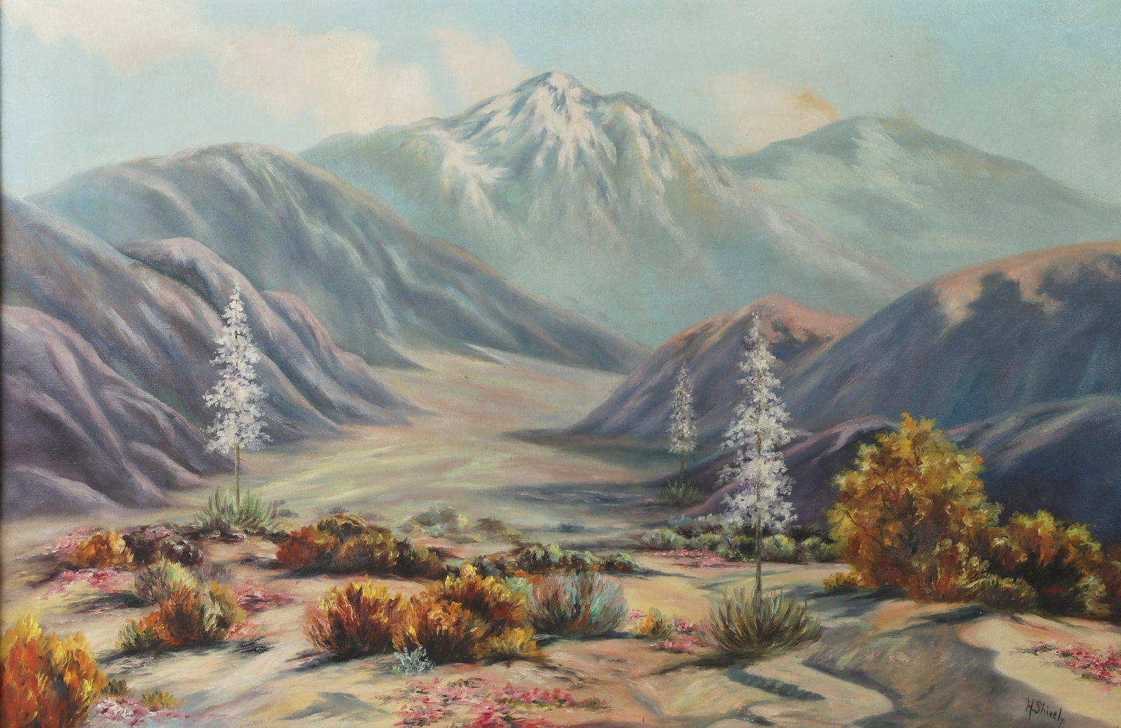 Hazel Zelene Shively (American, 1892-1981), Palm Desert, oil on canvas, 20 x 30in (51 x 76cm) (1 of 4)