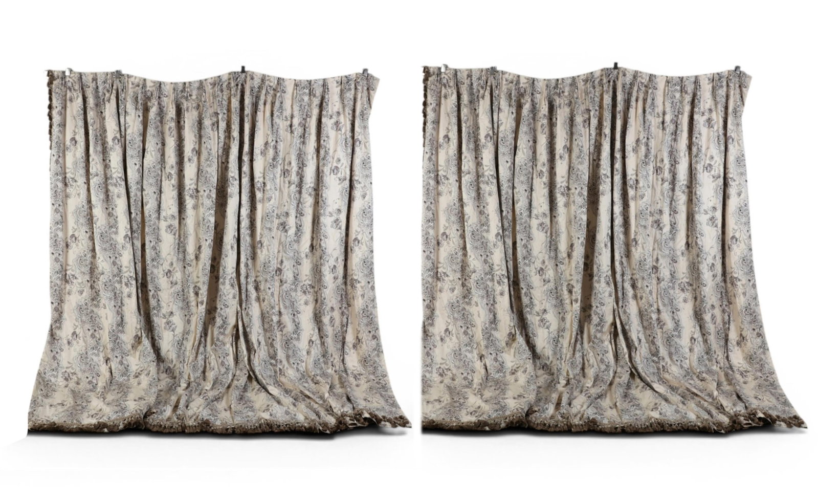 A pair of drapery panels: A pair of drapery panels height 120 x width 100 in. (304.8 x 254 cm.)
