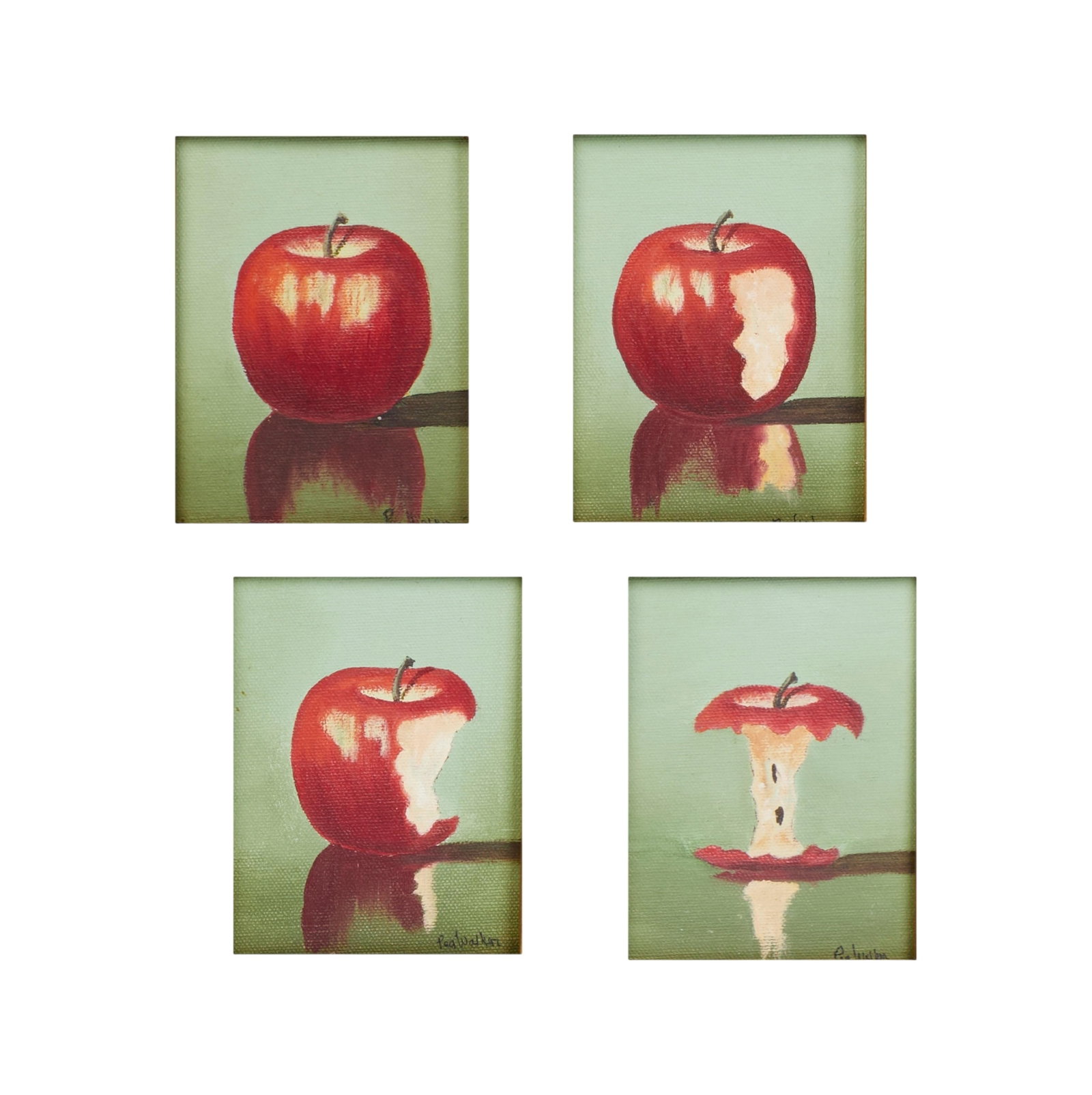 American School (United States, (20th century), Time lapse of an apple eaten (4), oil on canvas, 4 (1 of 8)