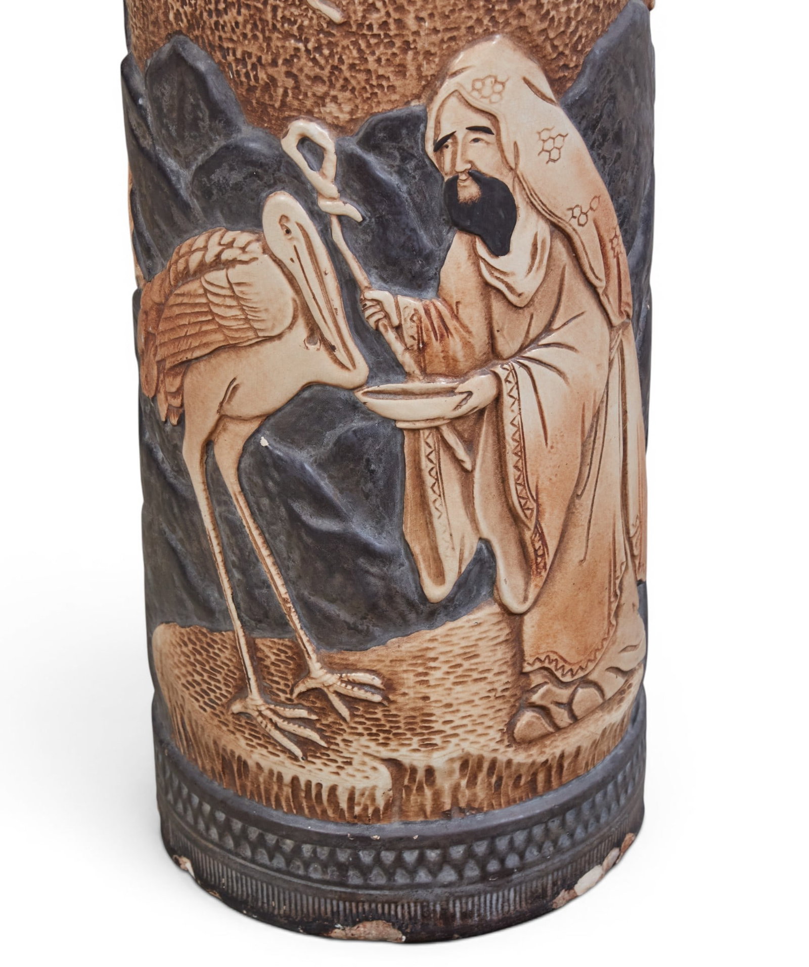 A Bretby painted earthenware stick stand - 5