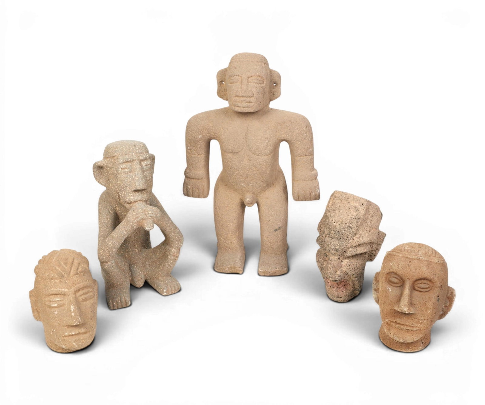 A group of five carved stone pieces: A group of five carved stone pieces Largest: height 19 in. (48.3 cm.)