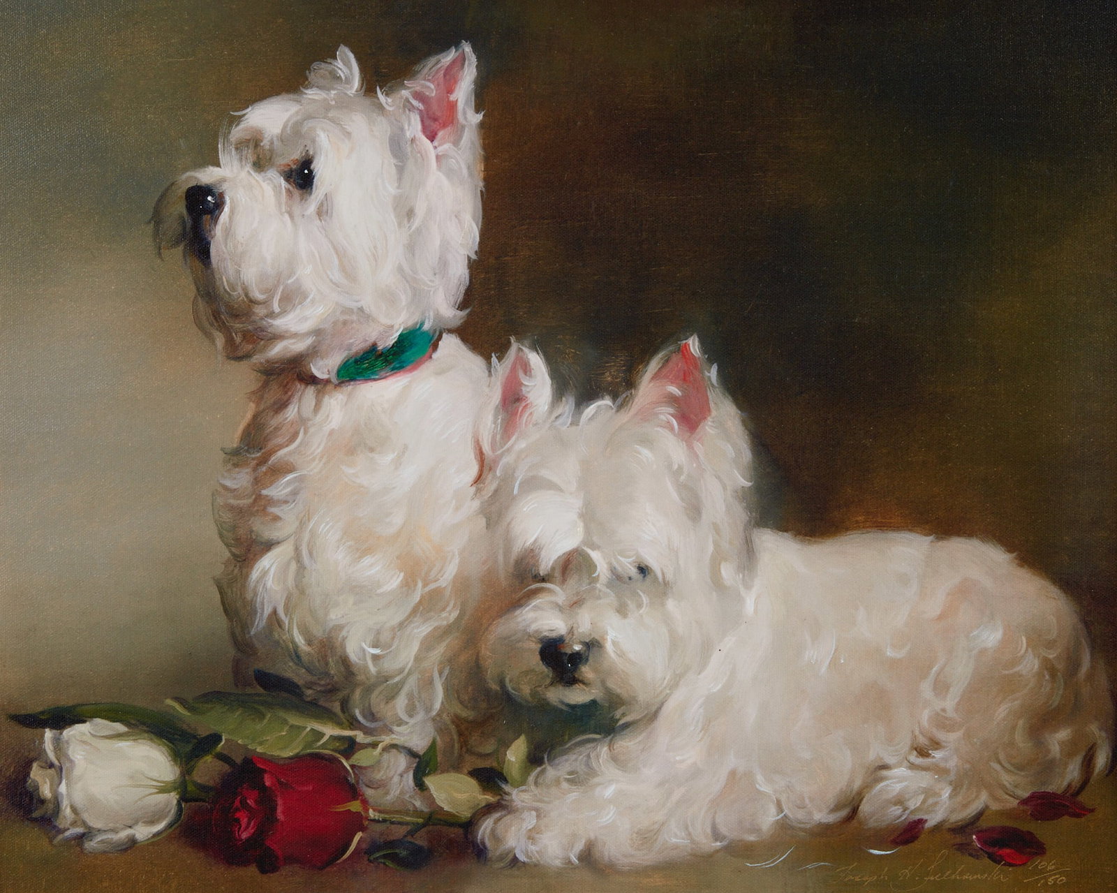 Joseph H. Sulkowski (American, b. 1951), Westies and Roses, giclee print on canvas, 16 x 20in (40.5 (1 of 5)