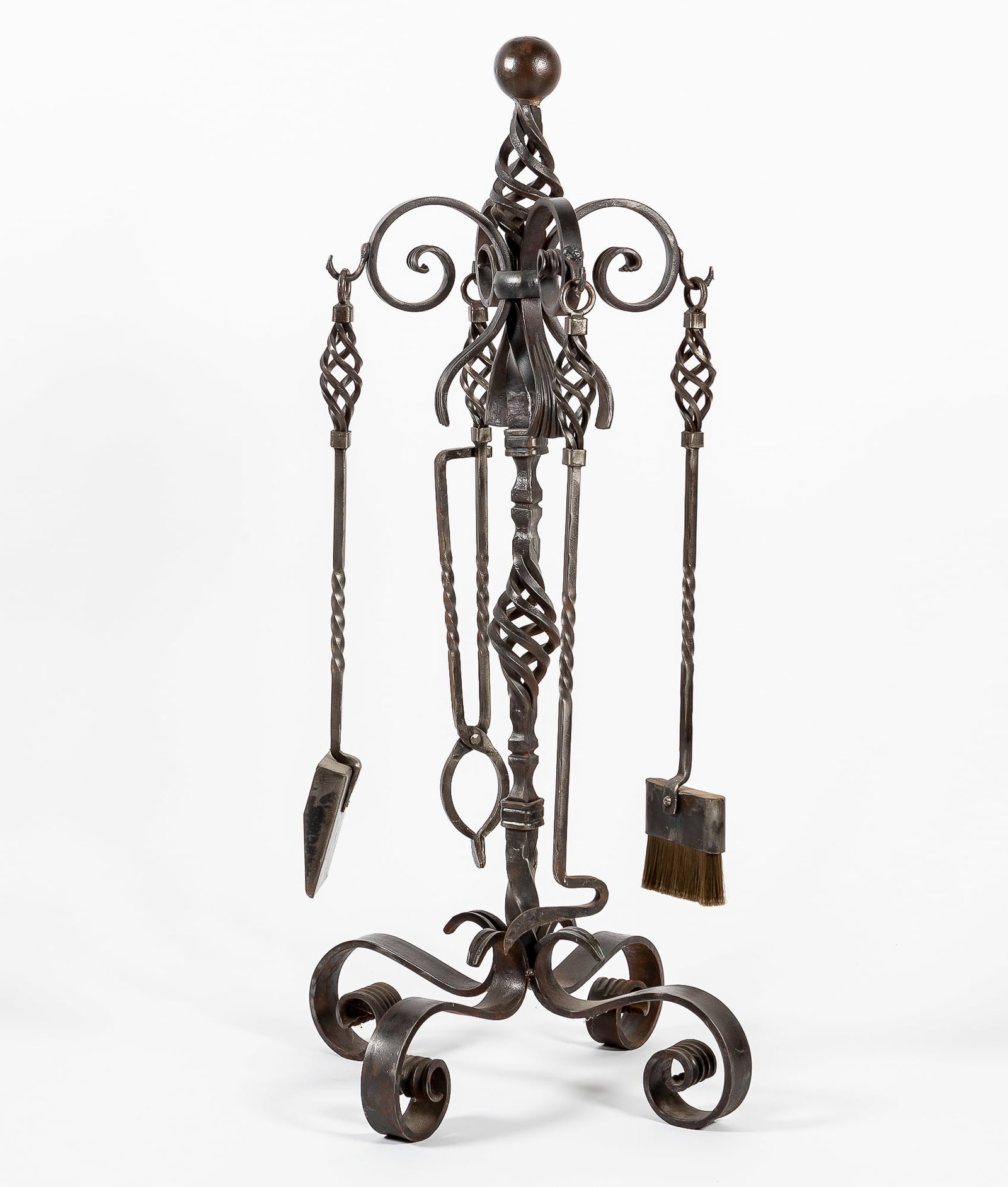 A set of Continental Baroque style polished steel fire tools 20th century (1 of 2)
