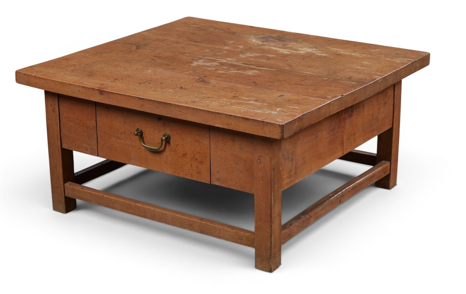 A pine coffee table with drawer: A pine coffee table with drawer height 20 x width 41 x depth 38 in. (50.8 x 104.1 x 96.5 cm.)