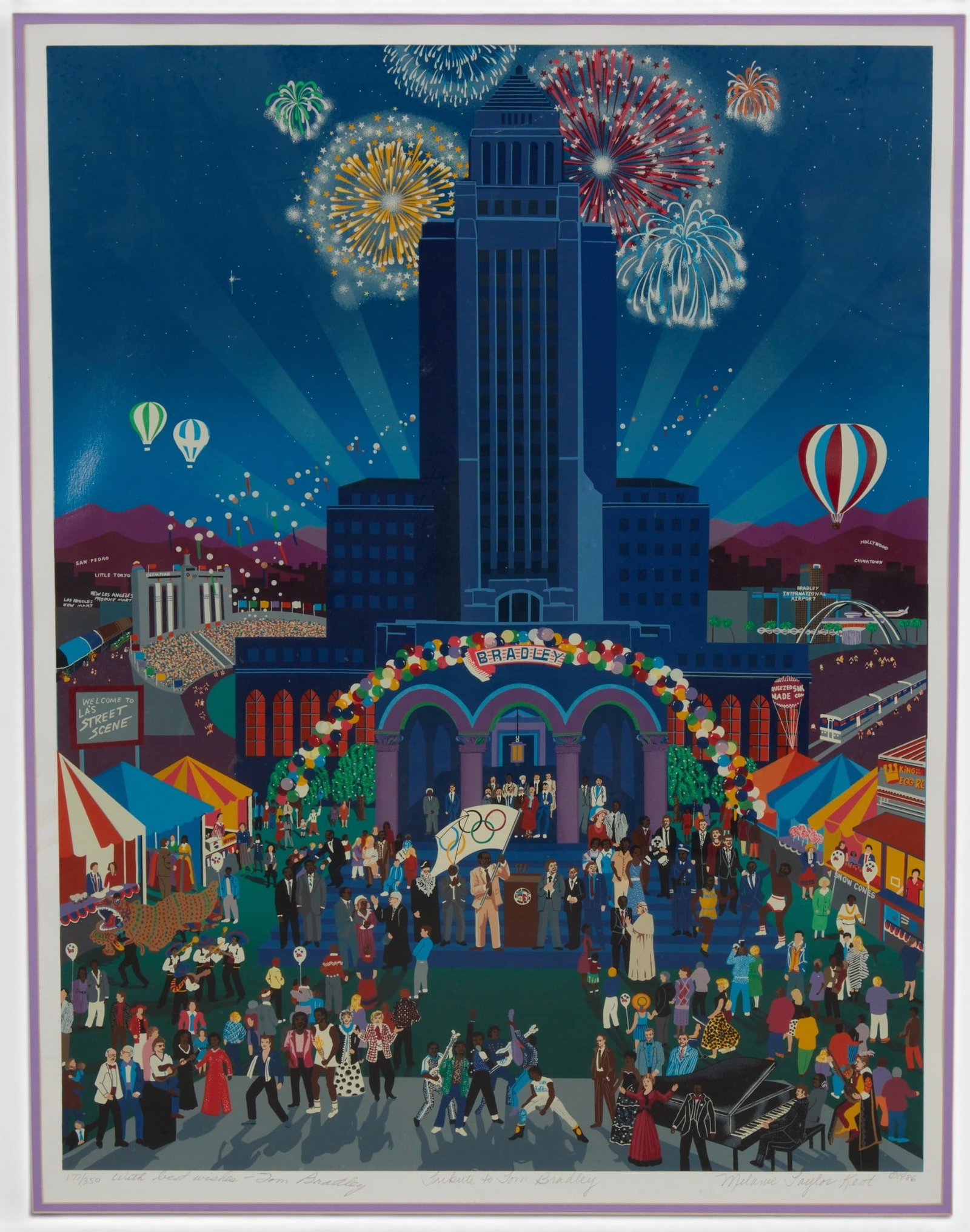 Malanie Taylor Kent (American, 20th century), Tribute to Tom Bradley, serigraph on wove paper, 31 x (1 of 4)