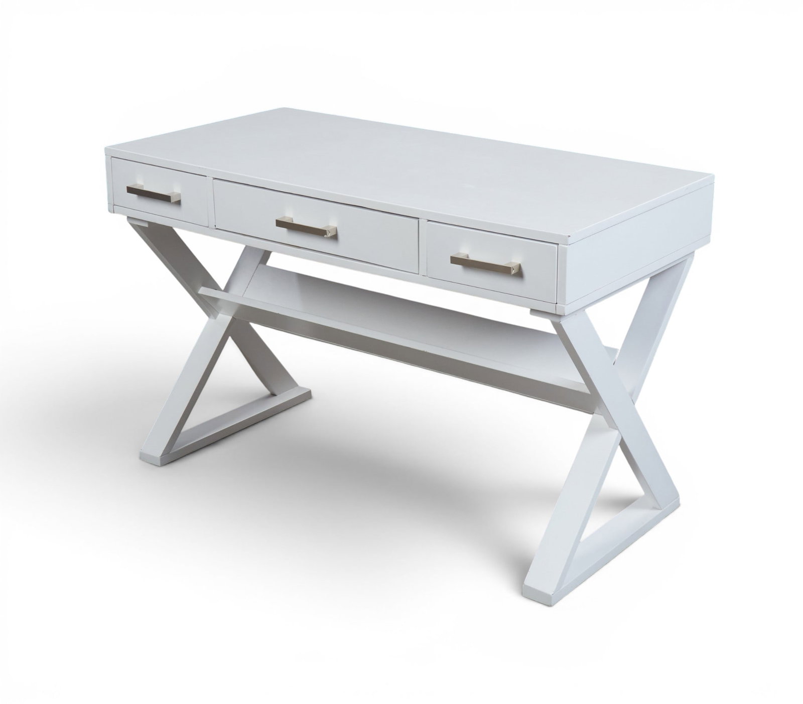 A contemporary white painted desk with three drawers (1 of 6)