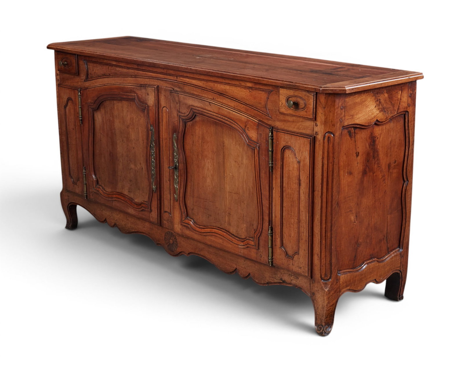 A country French sideboard: A country French sideboard height 38 x width 73 x depth 21 in. (96.5 x 185.4 x 53.3 cm.)