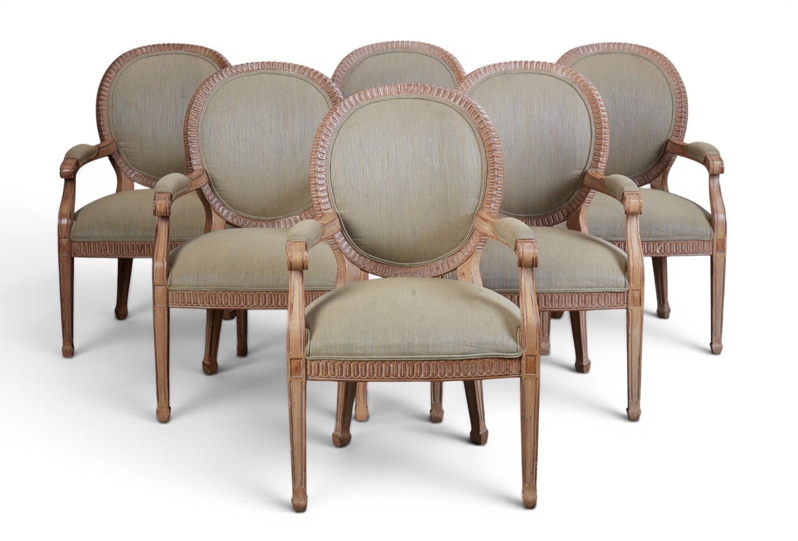 A set of six Kreiss armchairs: A set of six Kreiss armchairs height 41 x width 25 x depth 20 in. (104.1 x 63.5 x 50.8 cm.)