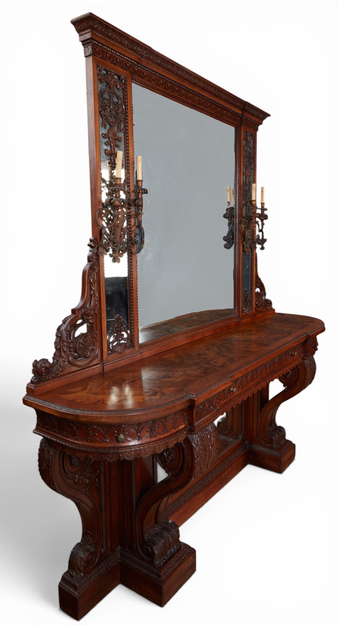A Continental Renaissance style console table and girandole mirror - 15