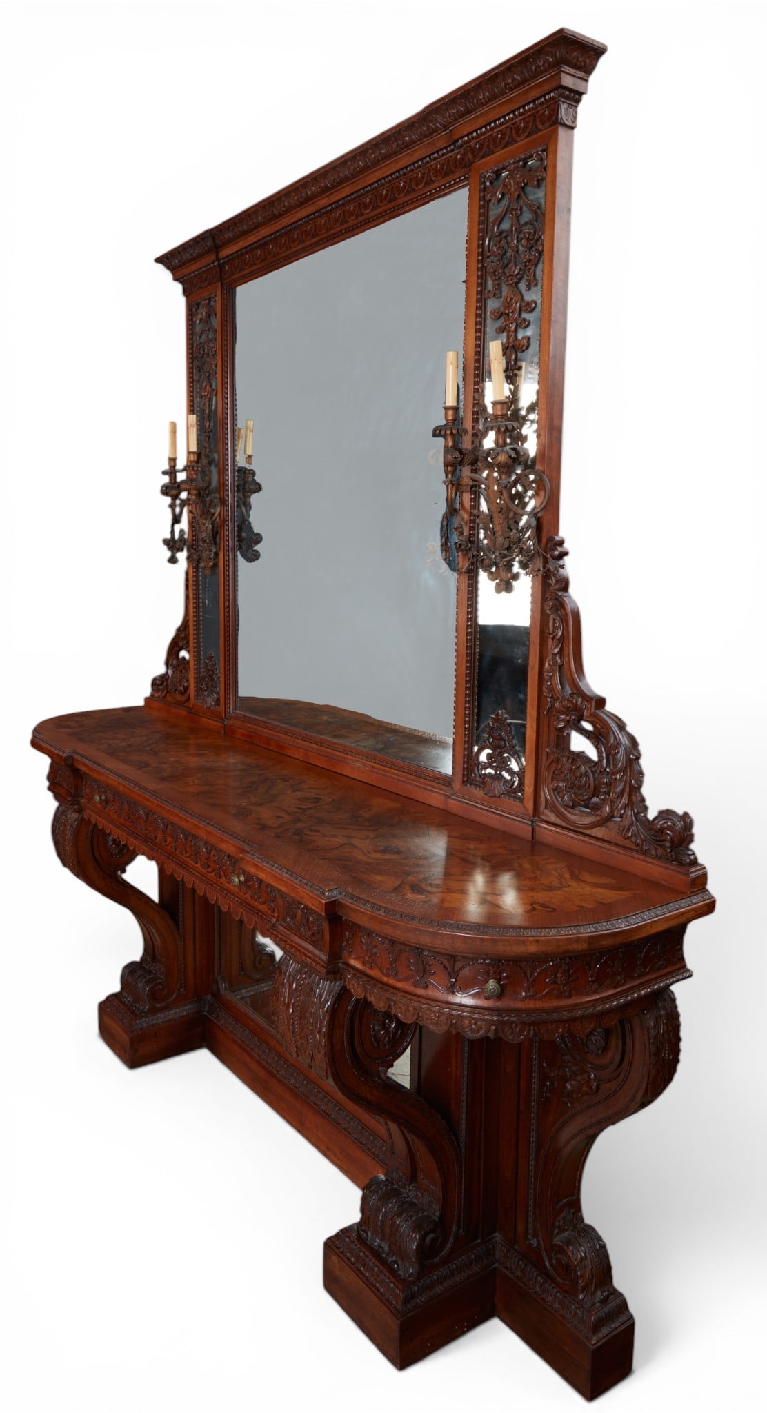 A Continental Renaissance style console table and girandole mirror - 16
