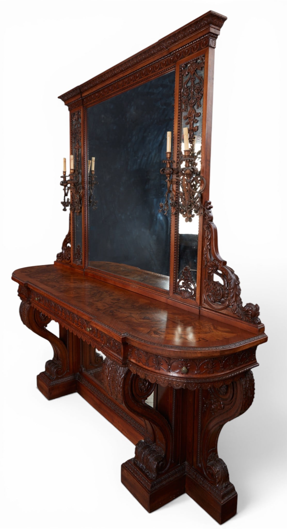A Continental Renaissance style console table and girandole mirror - 17