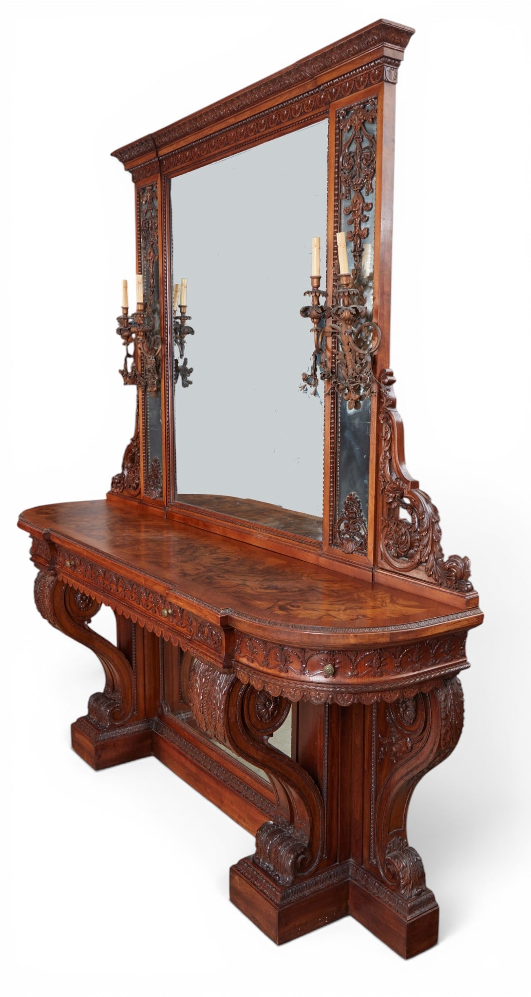 A Continental Renaissance style console table and girandole mirror - 2