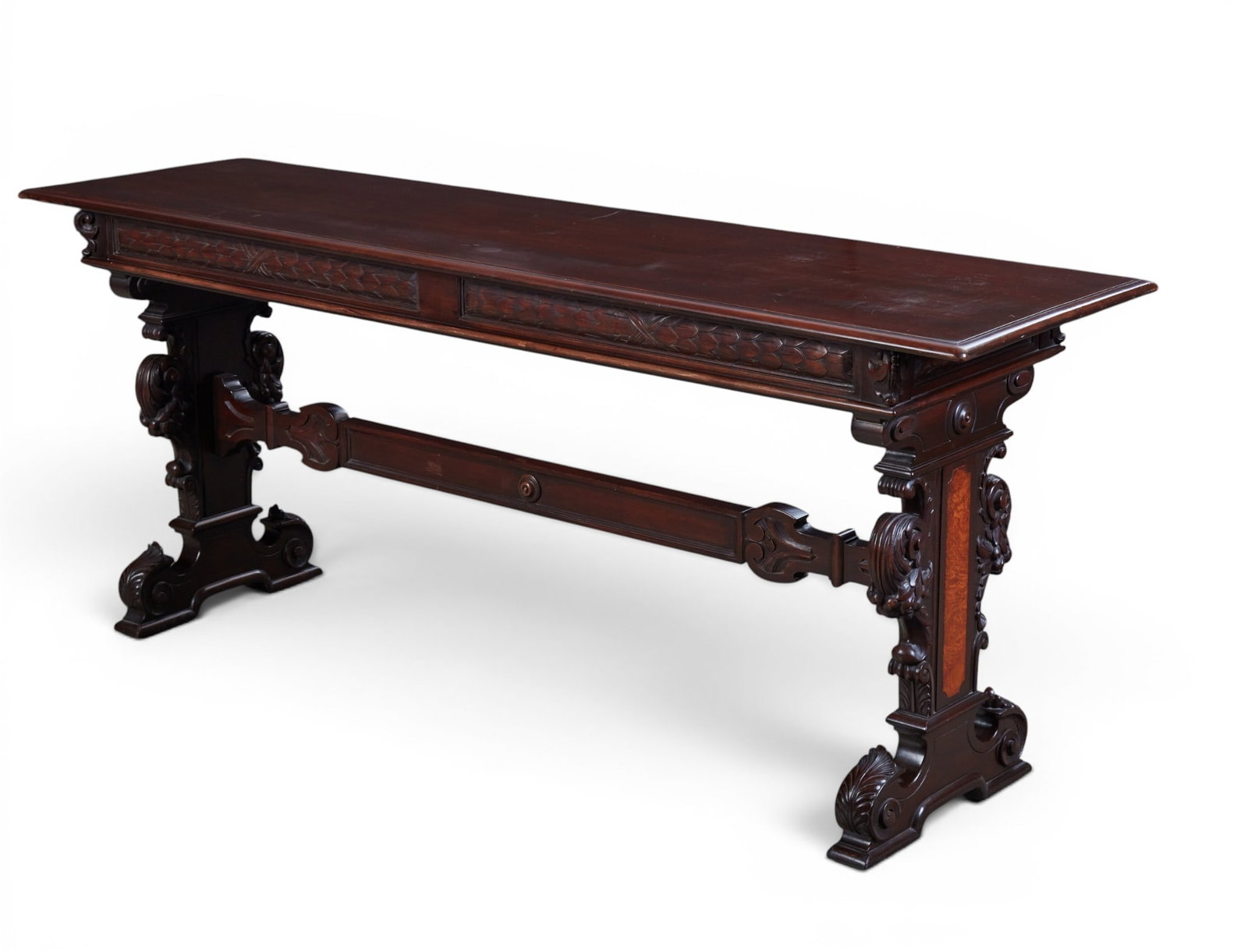 A Continental Renaissance style walnut and hardwood side table, 20th century (1 of 6)