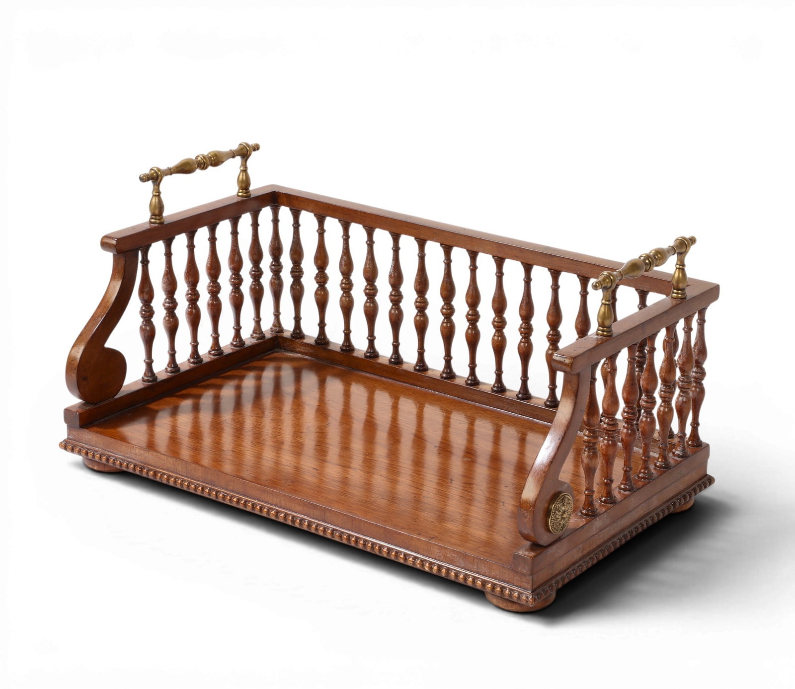A Regency style gilt metal mounted oak book trough, 20th century (1 of 3)