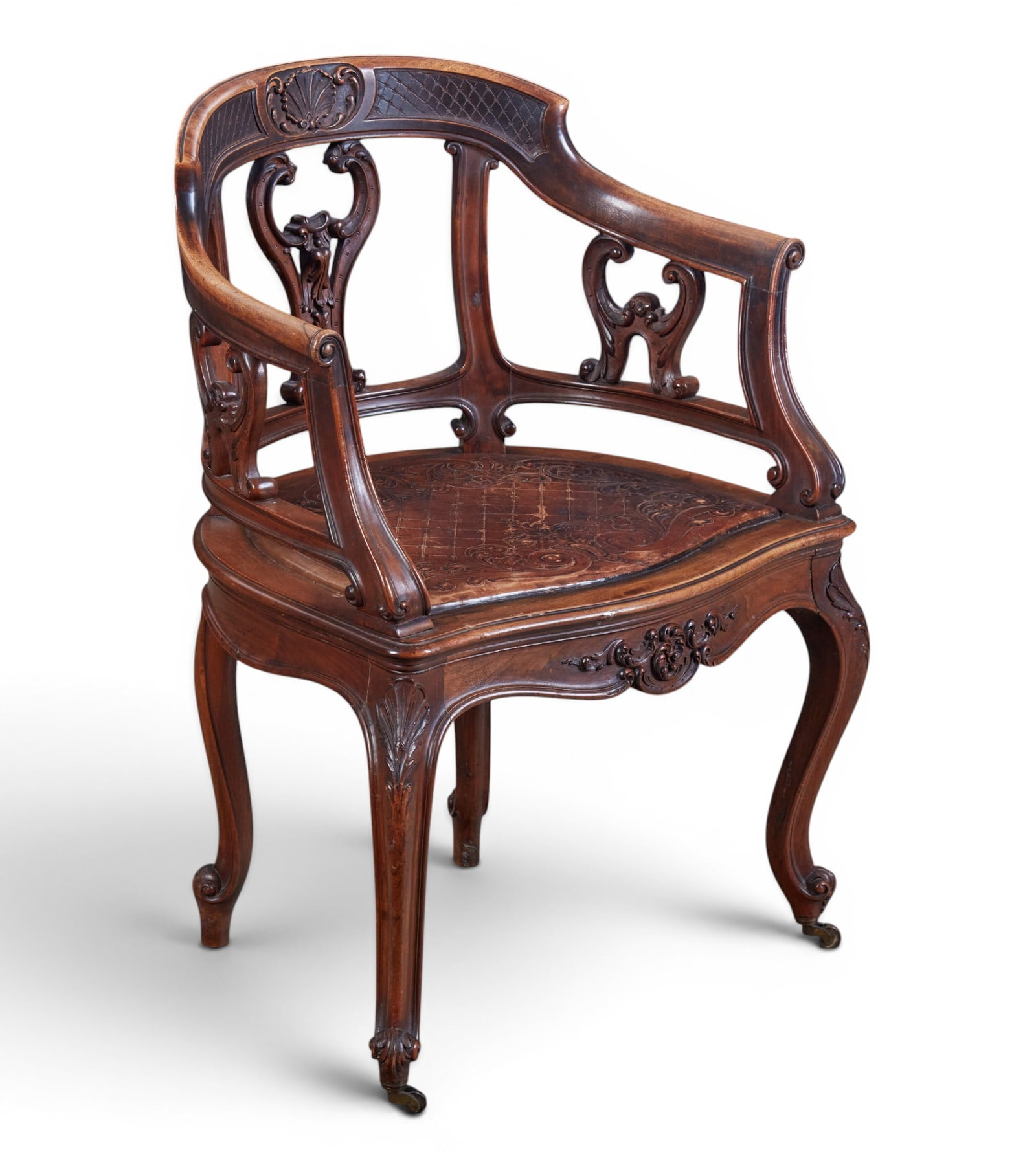 A Continental Rococo style stained beechwood armchair, 20th century (1 of 7)