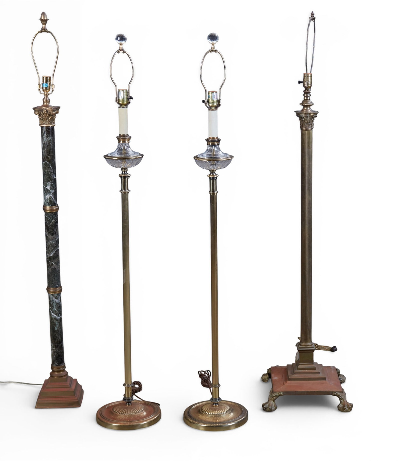 Four brass and marble floor lamps, 20th century (1 of 8)
