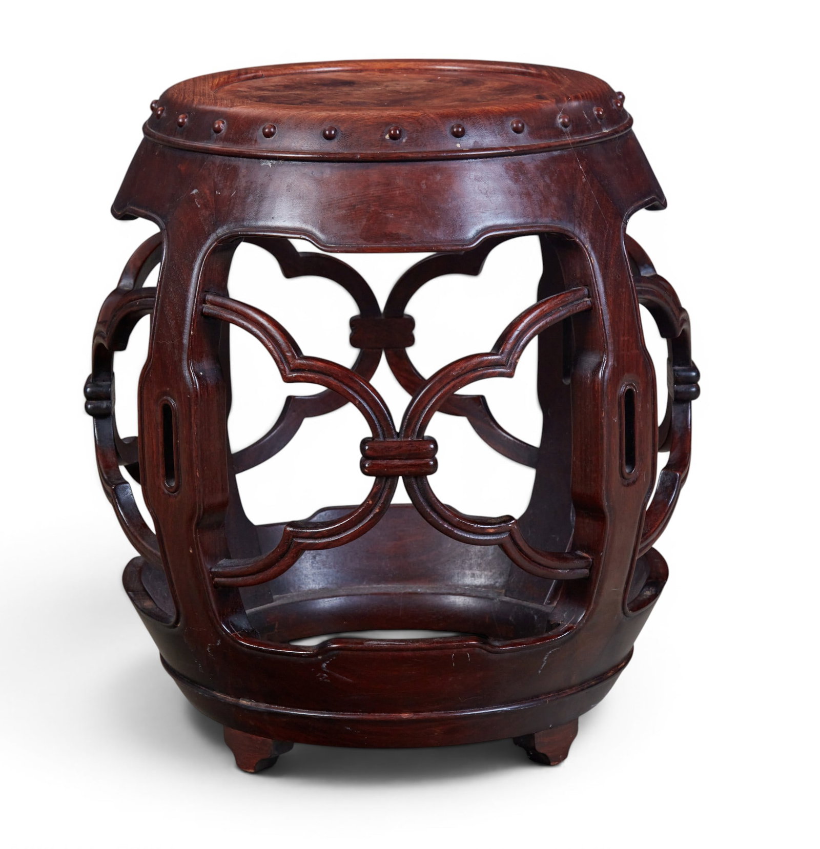 A Chinese hardwood drum form stool (1 of 5)