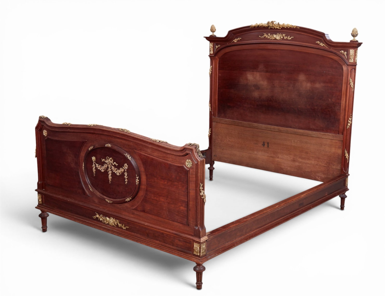 A Louis XVI style gilt bronze mounted mahogany bed, early 20th century (1 of 7)