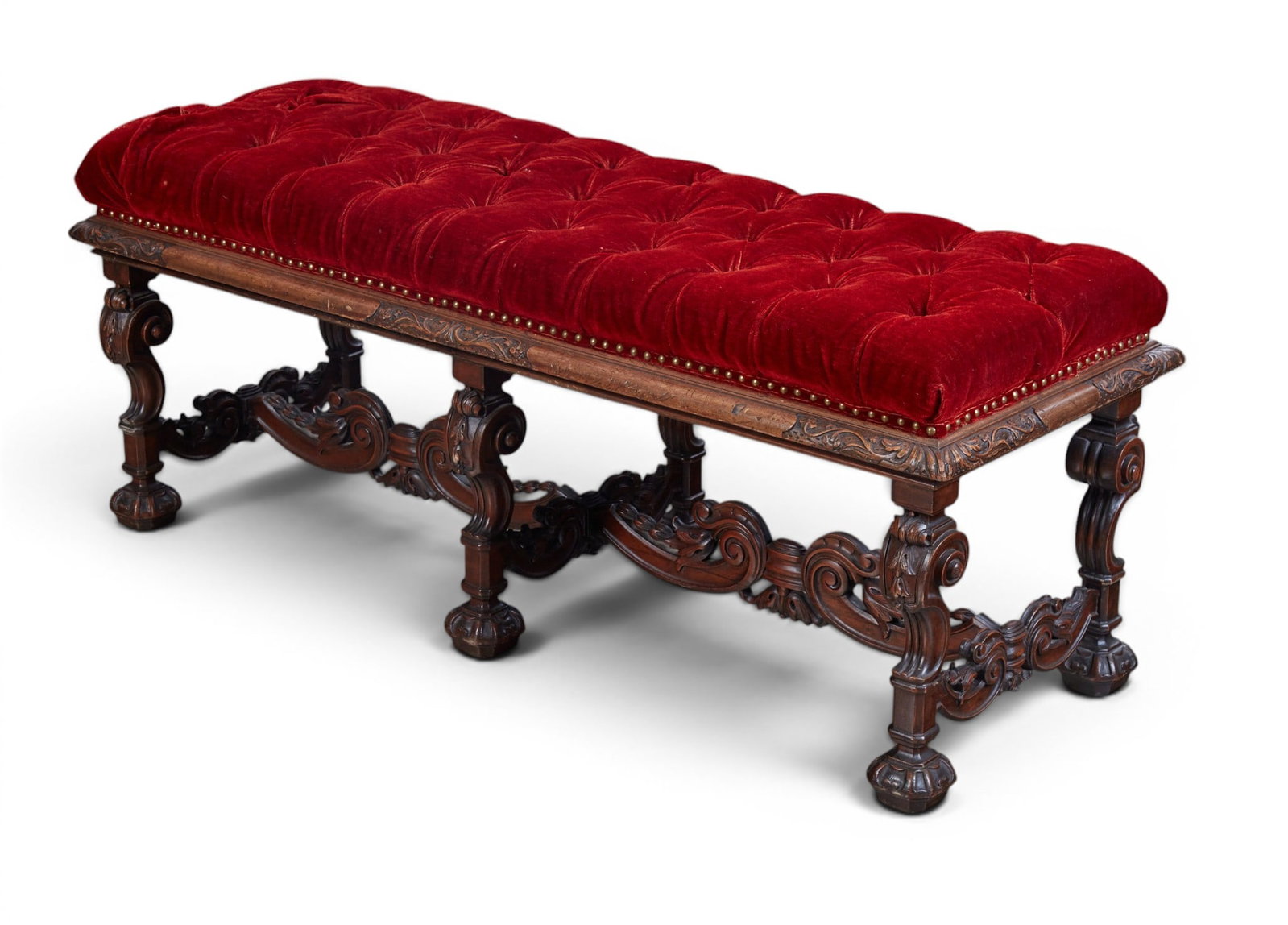 A Continental Baroque style walnut banquette, late 19th/early 20th century (1 of 8)