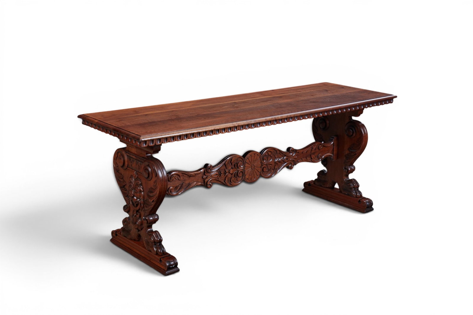 A Renaissance style walnut trestle table, 20th century (1 of 7)