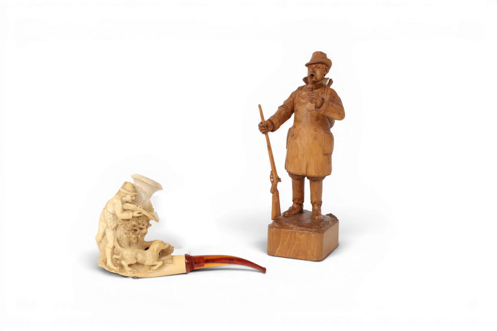 Two Continental carved mixed media figural articles, 19th century (1 of 5)