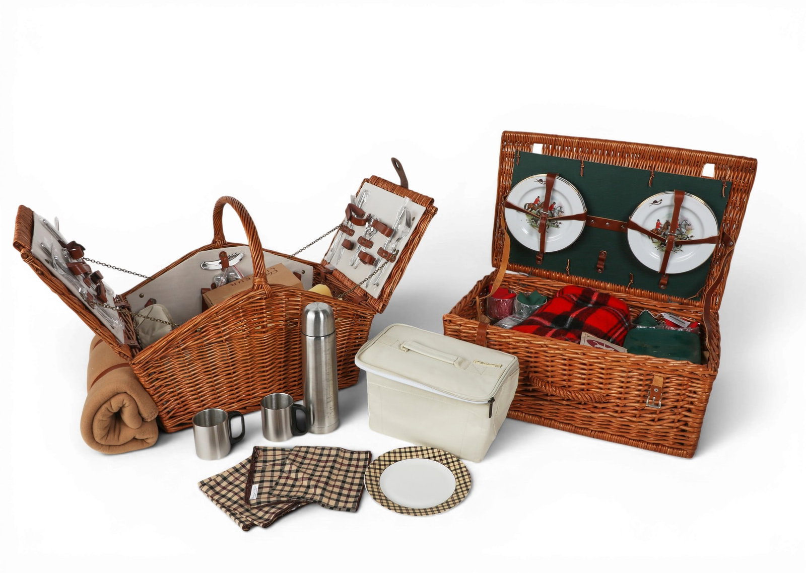 Two wicker picnic baskets, Thomas B. Swain & Son, Ltd and Picnic at Ascot, modern (1 of 8)