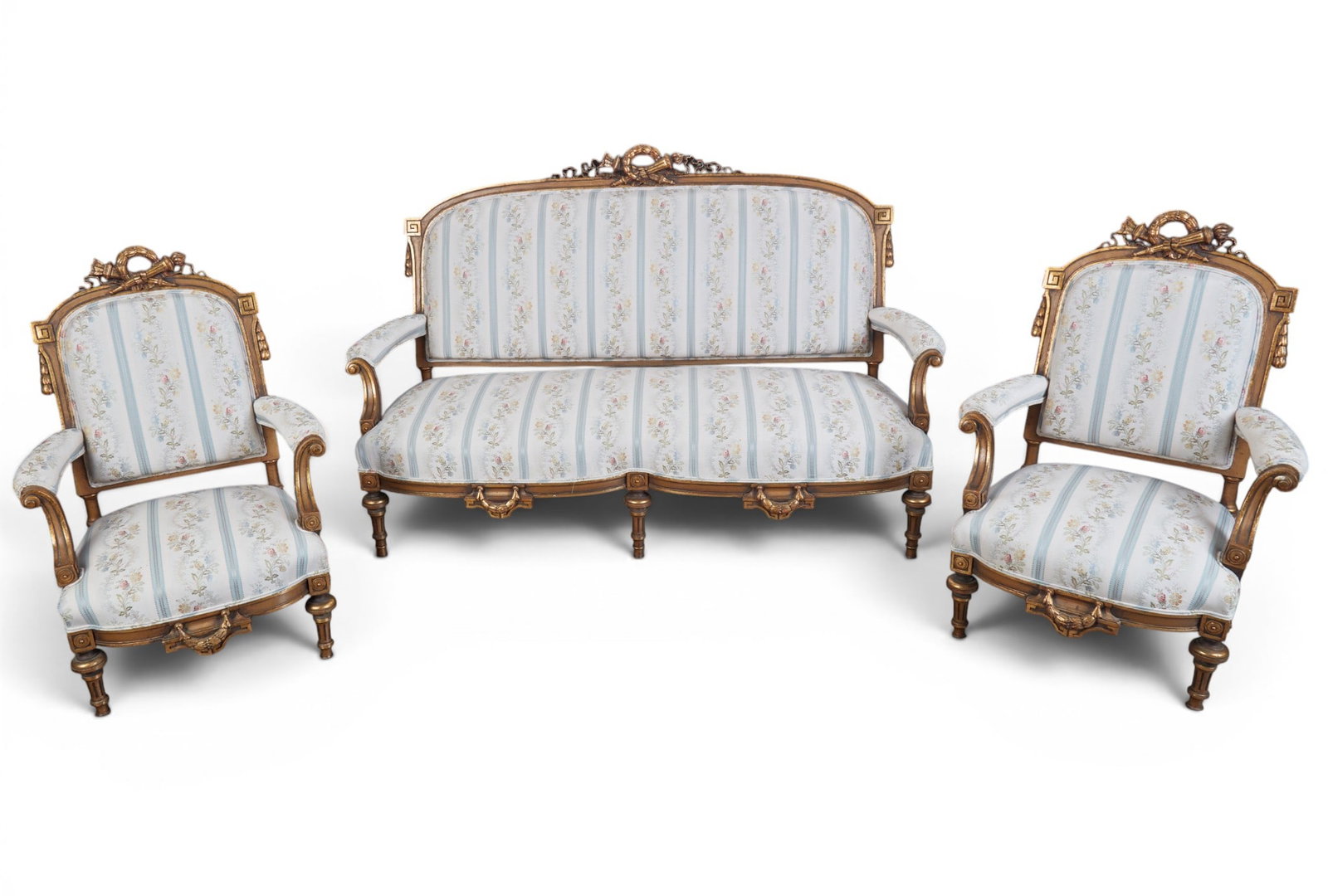 A three piece suite of Louis XVI style giltwood seat furniture, early 20th century (1 of 16)