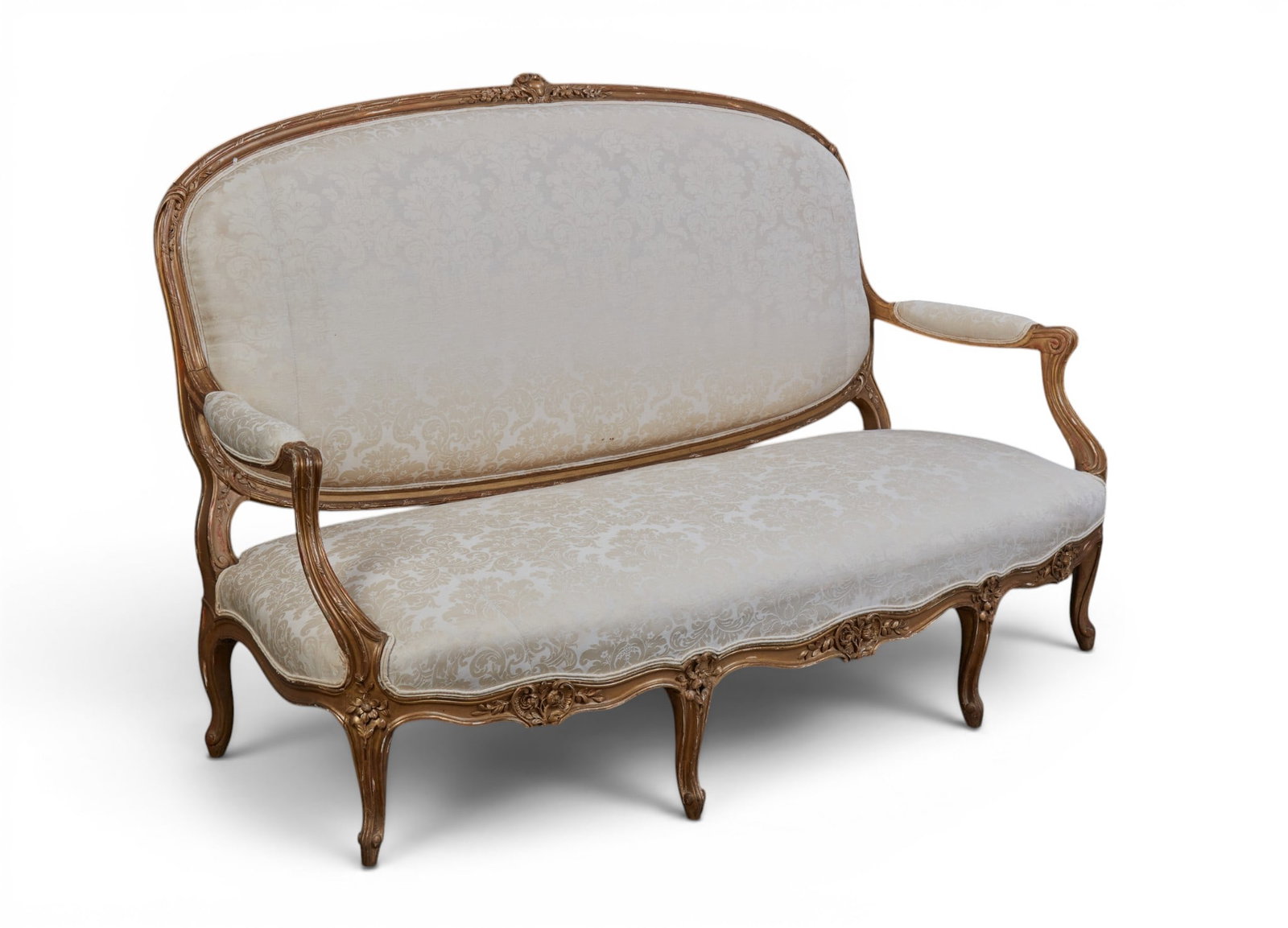 A Louis XV style giltwood settee, circa 1900 (1 of 9)