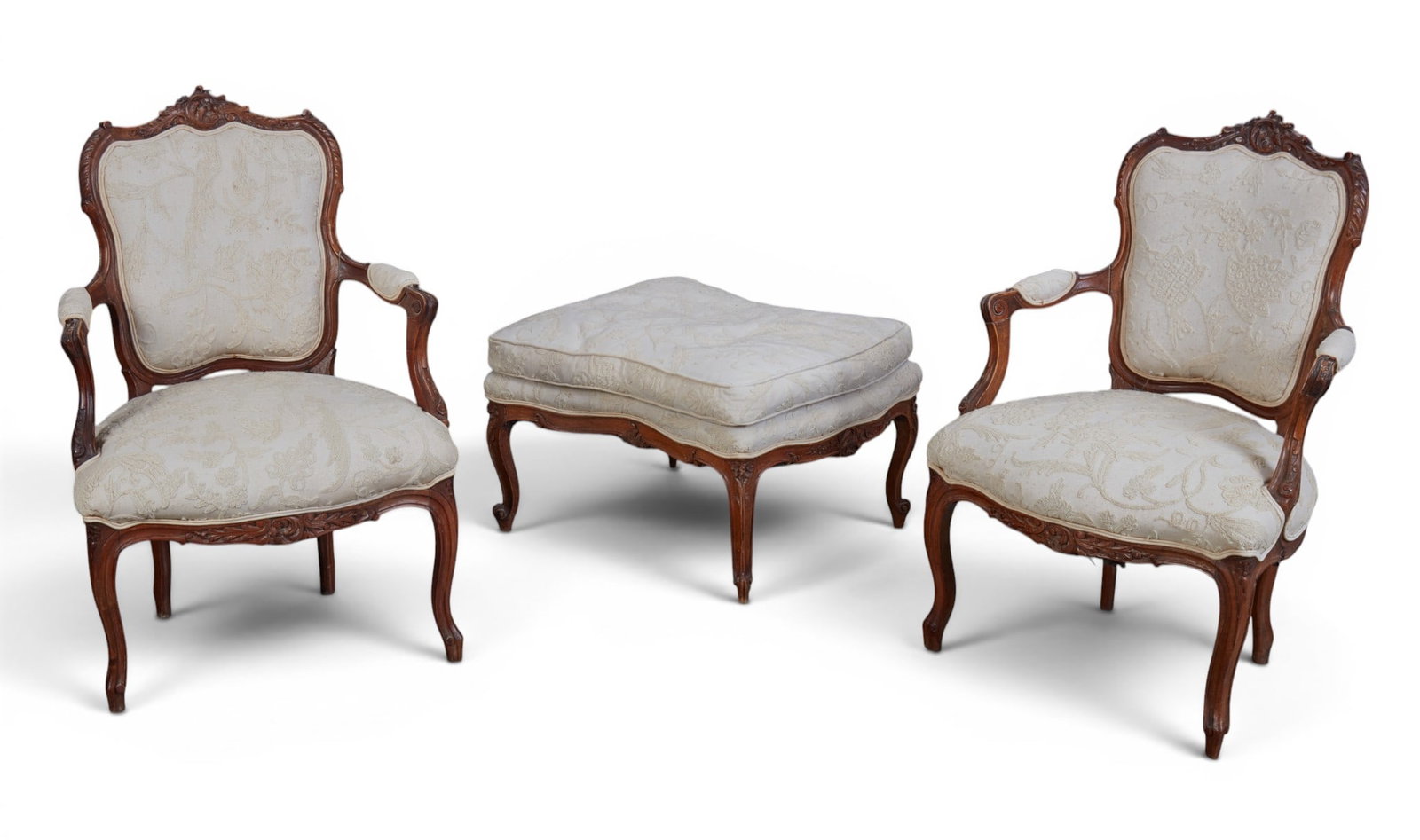 A pair of Louis XV style beechwood fauteuils, early 20th century (1 of 10)