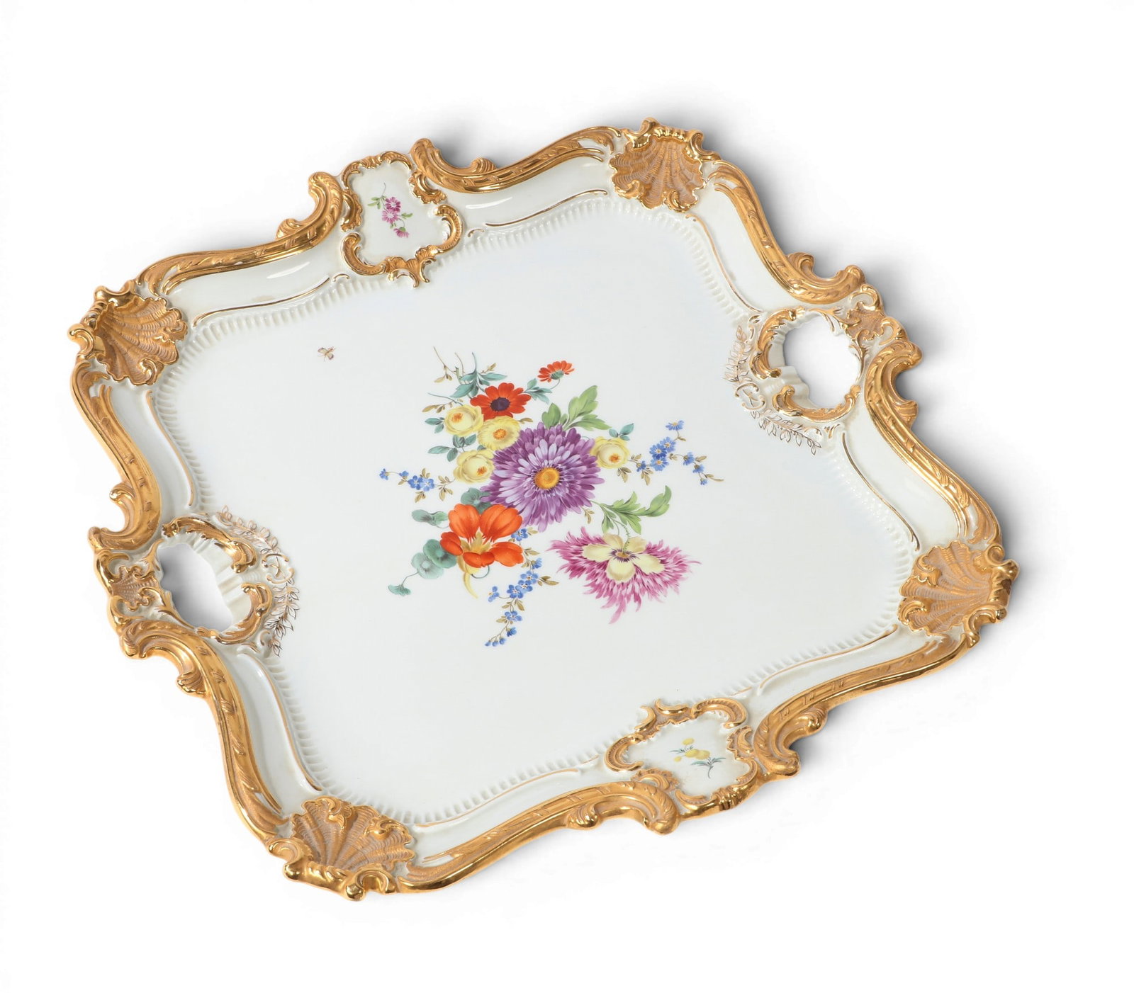 A Meissen parcel gilt porcelain square tray, circa 1900 (1 of 4)