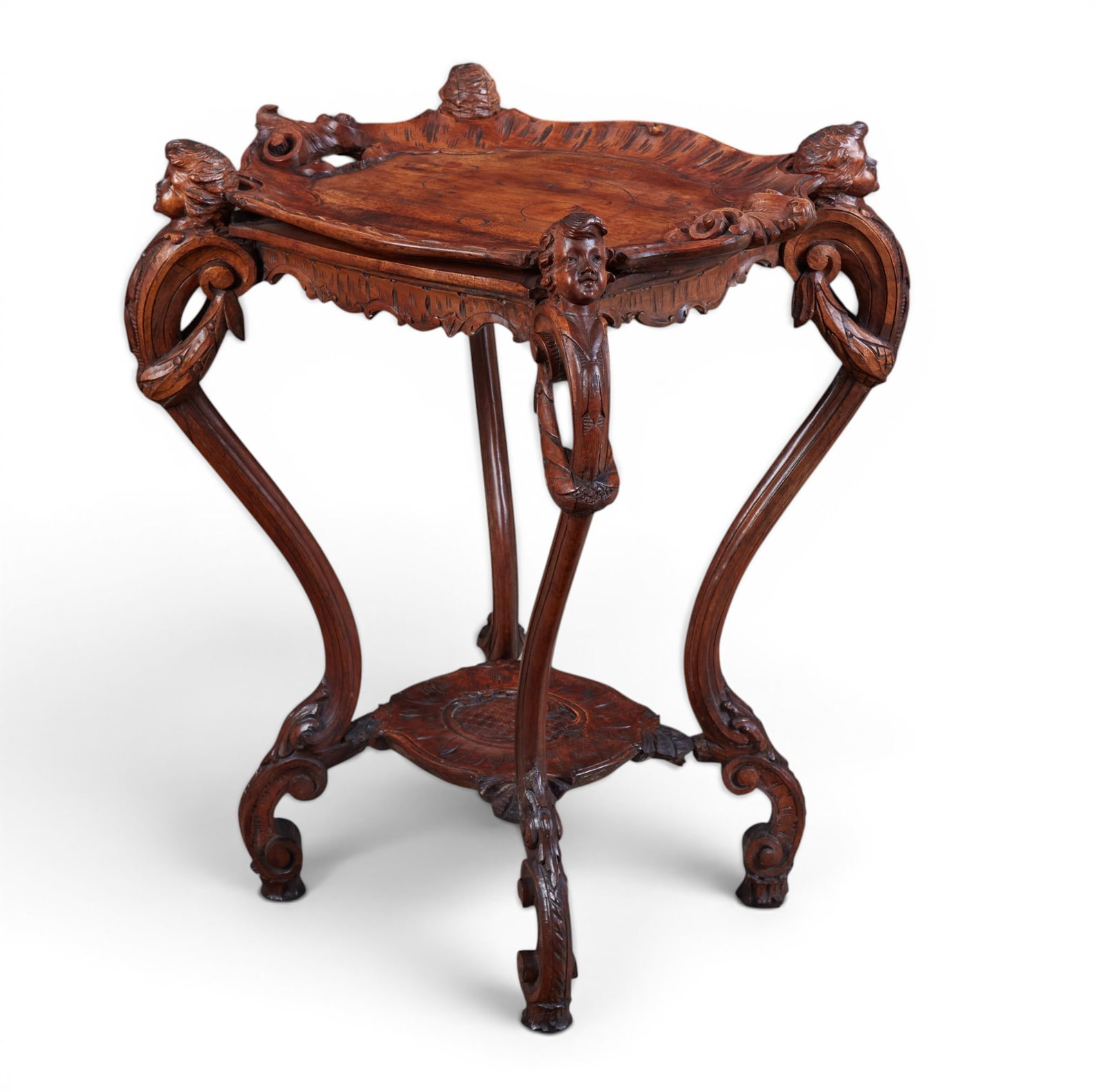 An Italian Baroque style walnut two tier table with detachable tray, early 20th century (1 of 12)
