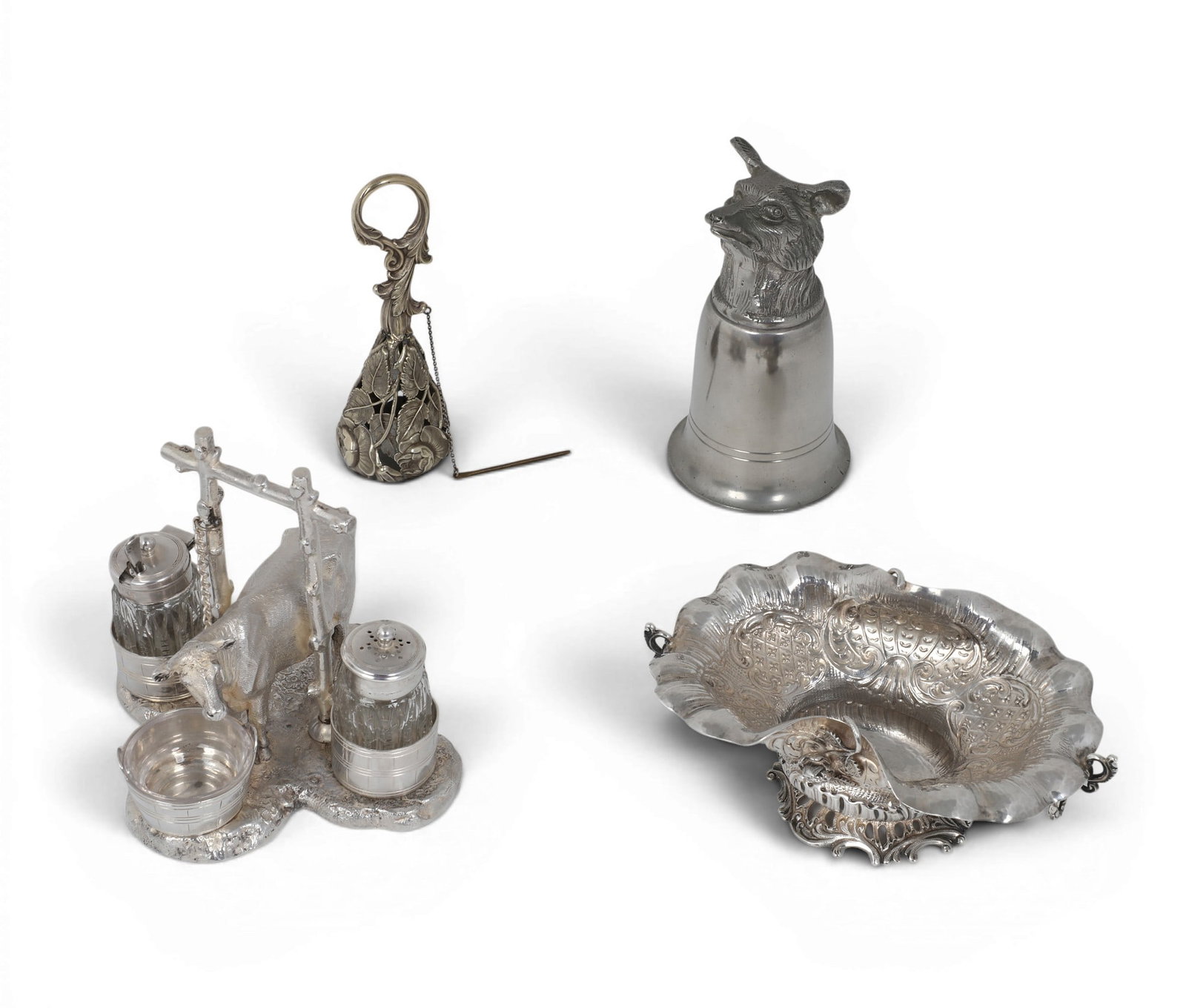 An assembled four piece group of International silver plate and white metal tableware (1 of 5)