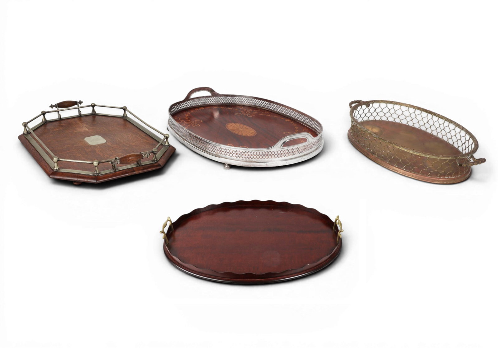 A group of four gallery trays, Gorham, Mappin & Webb and other makers, 19th/20th century (1 of 7)