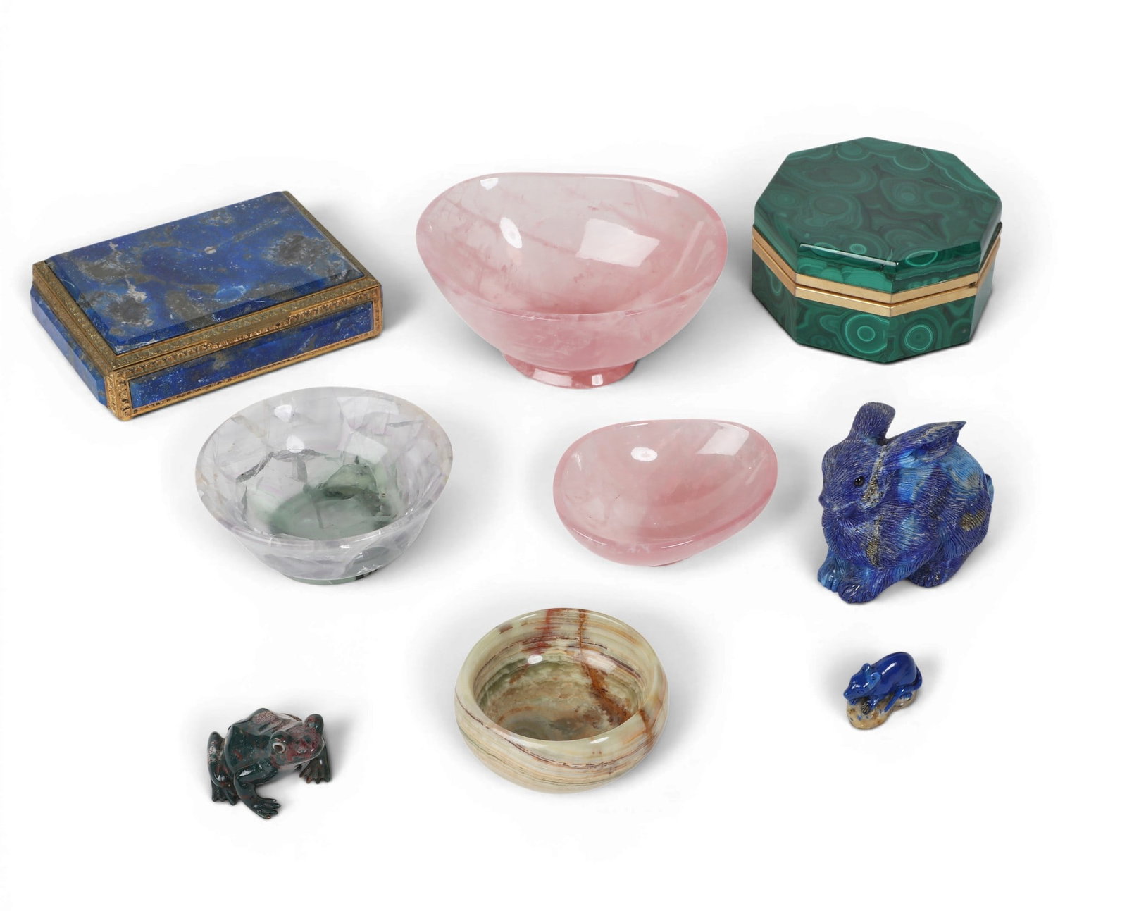 A group of nine polished hardstone items (1 of 2)