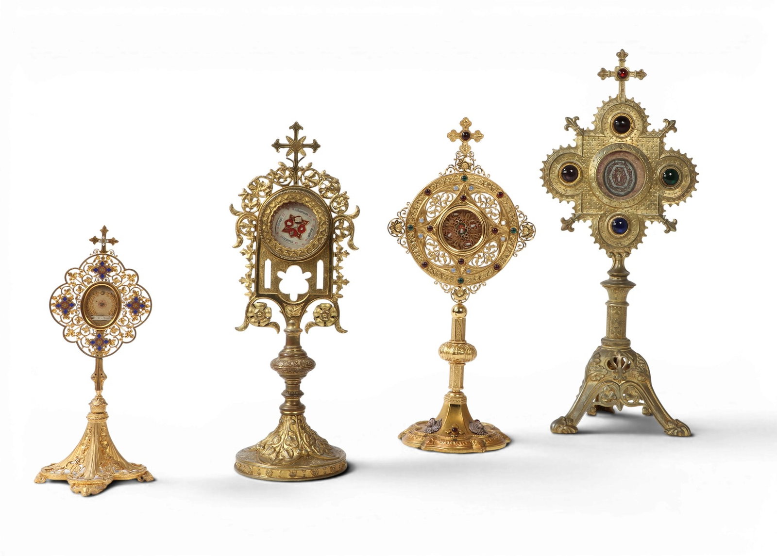 Four Continental gilt metal reliquary monstrances, late 19th-20th century (1 of 7)