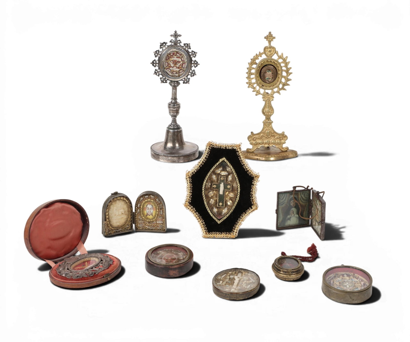 A collection of ten Continental mixed media reliquaries, 19th-20th century (1 of 5)