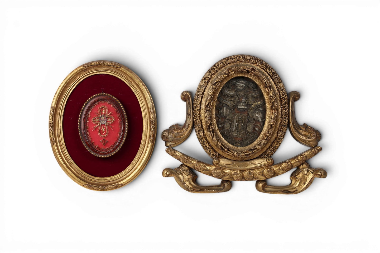 Two Continental framed reliquary plaques, 19th century (1 of 4)