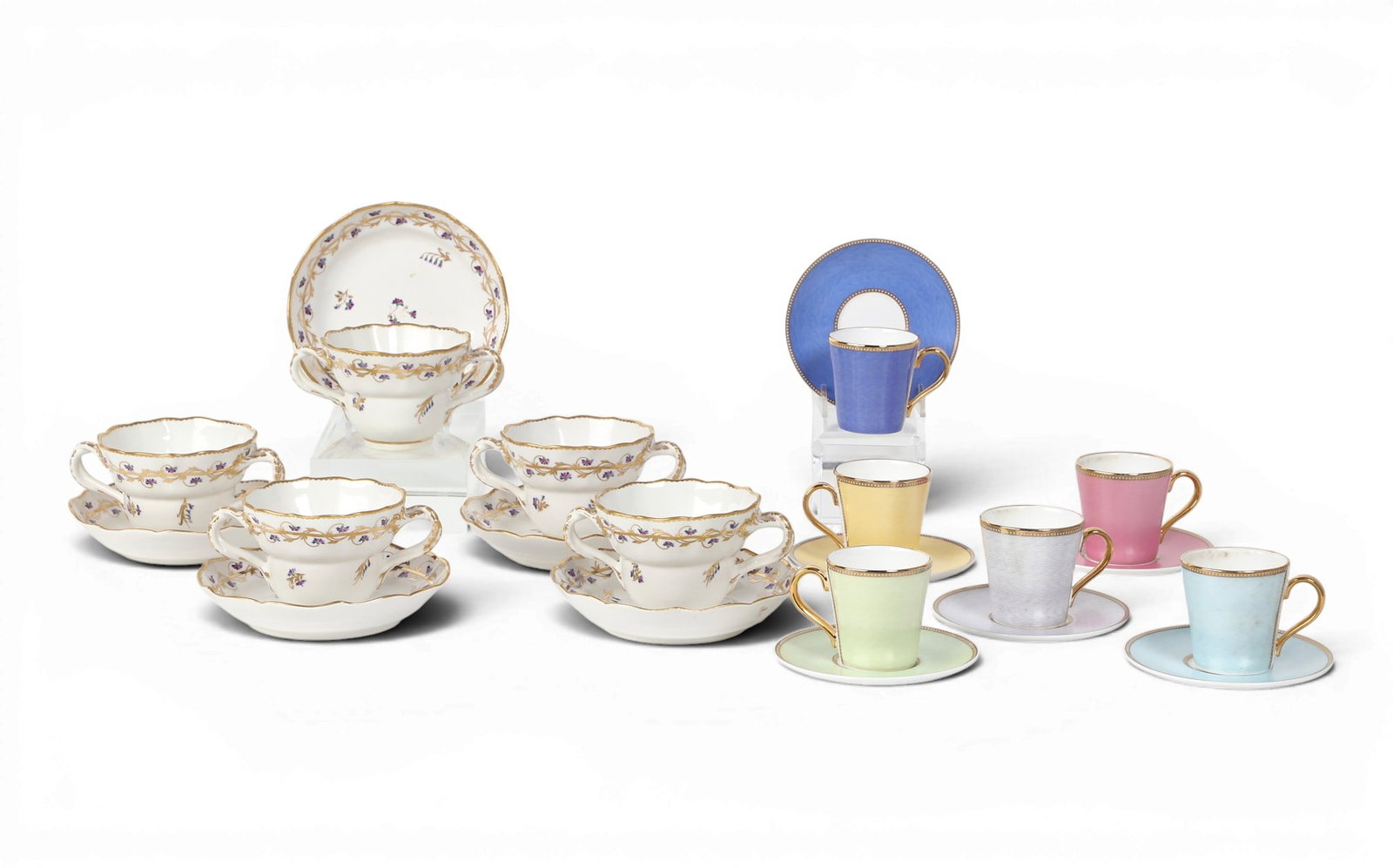 An assembled group of English parcel gilt porcelain tablewares, Derby and The Royal Collection (1 of 6)