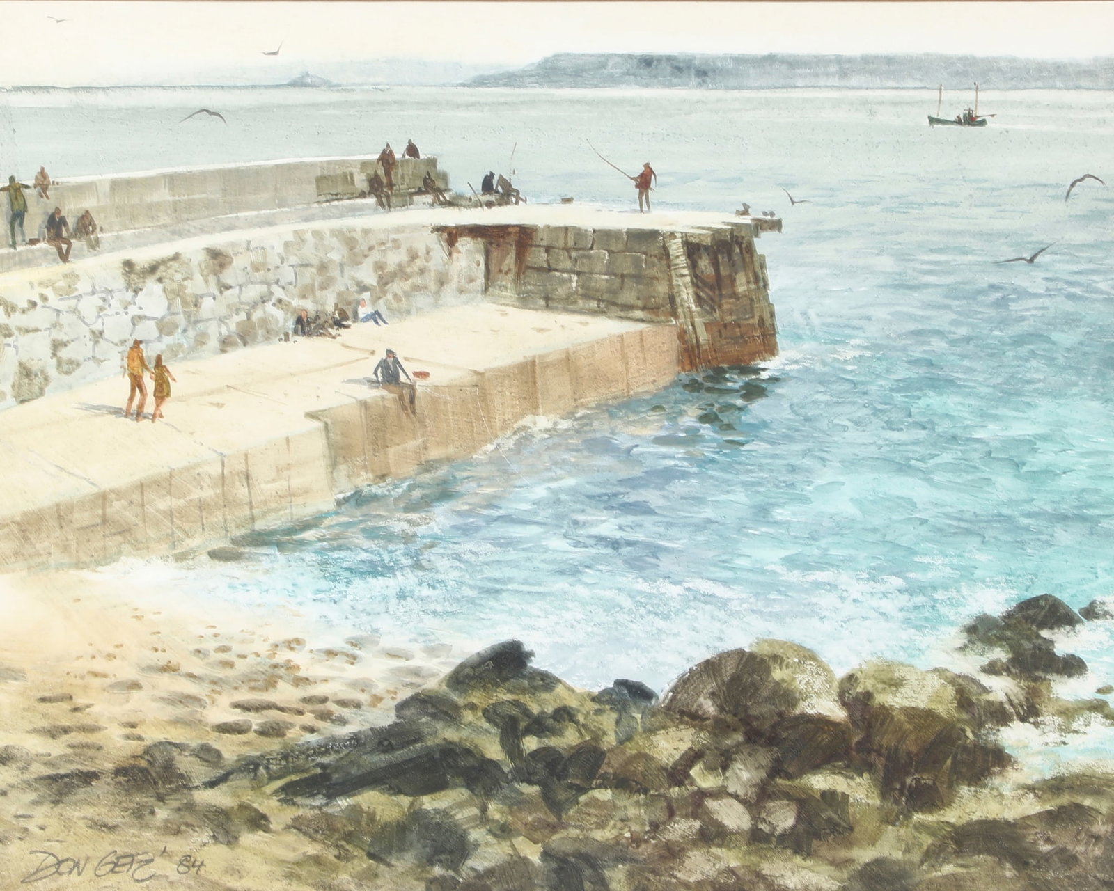 Don Getz A.W.S. (American, 1934-2018), Fishing off the Breakwater, 1984, watercolor on paper (1 of 4)