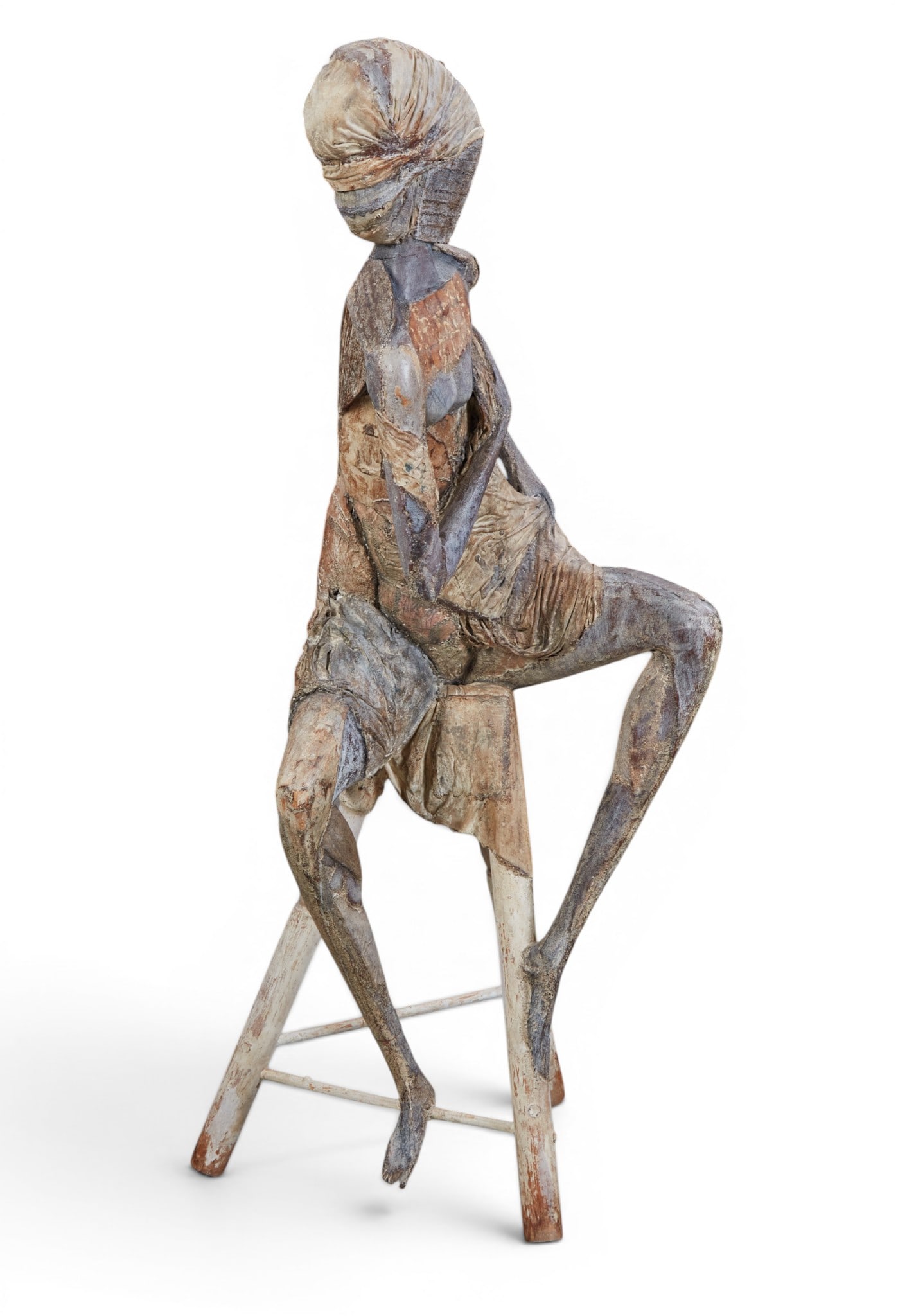Robert Cremean (b. 1932), Seated Odalisque (1954-1960), wood and plaster, 54 x 21 x 20: Robert Cremean b. 1932 Seated Odalisque (1954-1960) wood and plaster 54 x 21 x 20 Provenance: Property from the collection of Frederick M Nicholas, Beverly Hills, California.