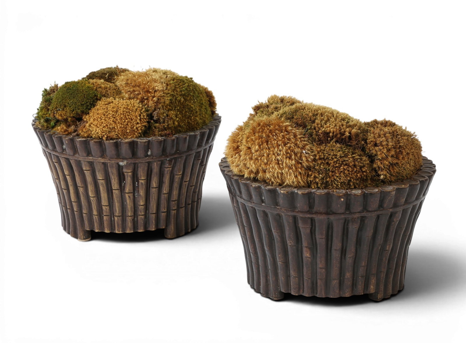 A pair of Asian style bronze faux bamboo jardinieres, modern (1 of 9)