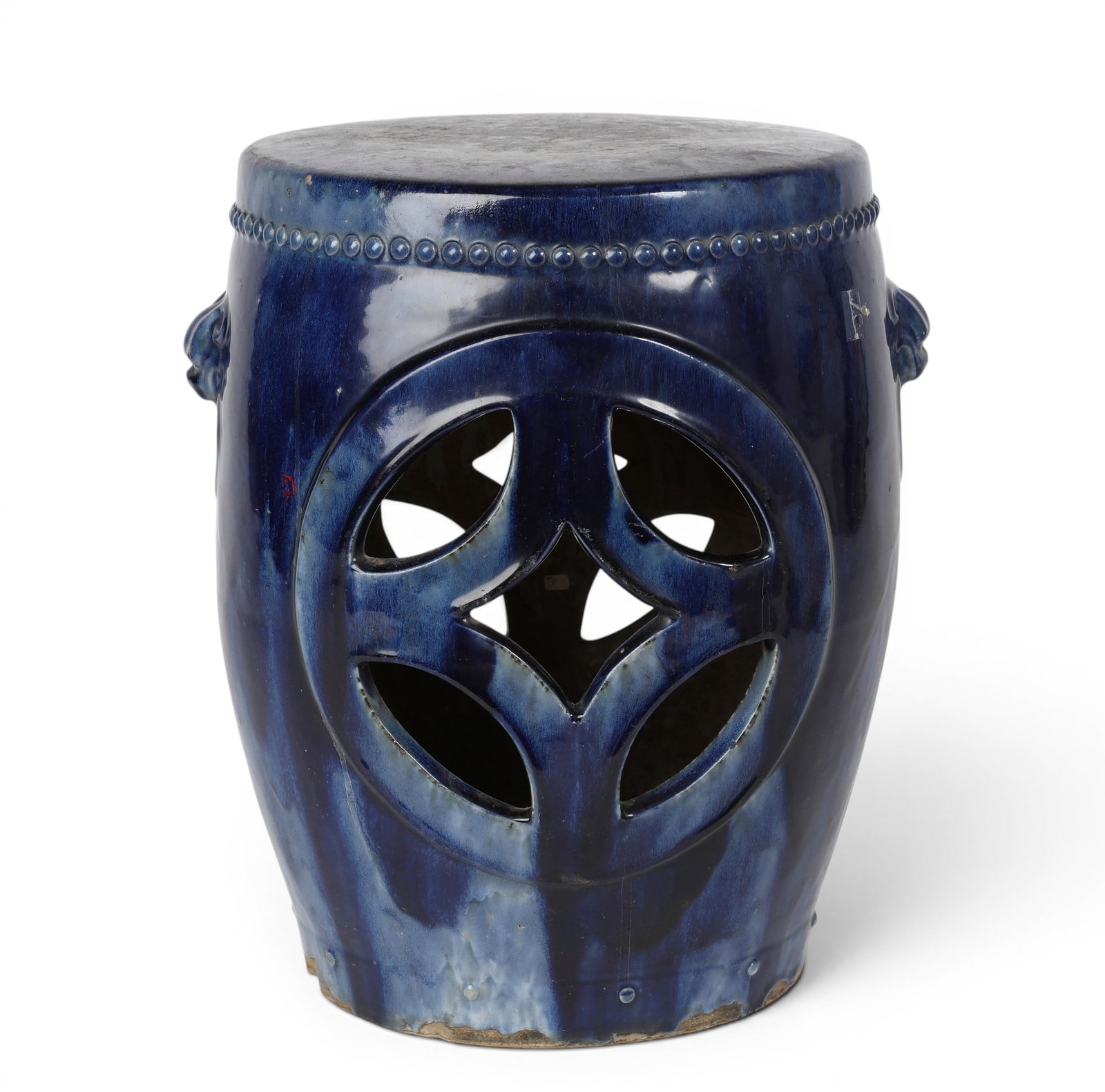 A Chinese blue glazed porcelain garden seat (1 of 4)