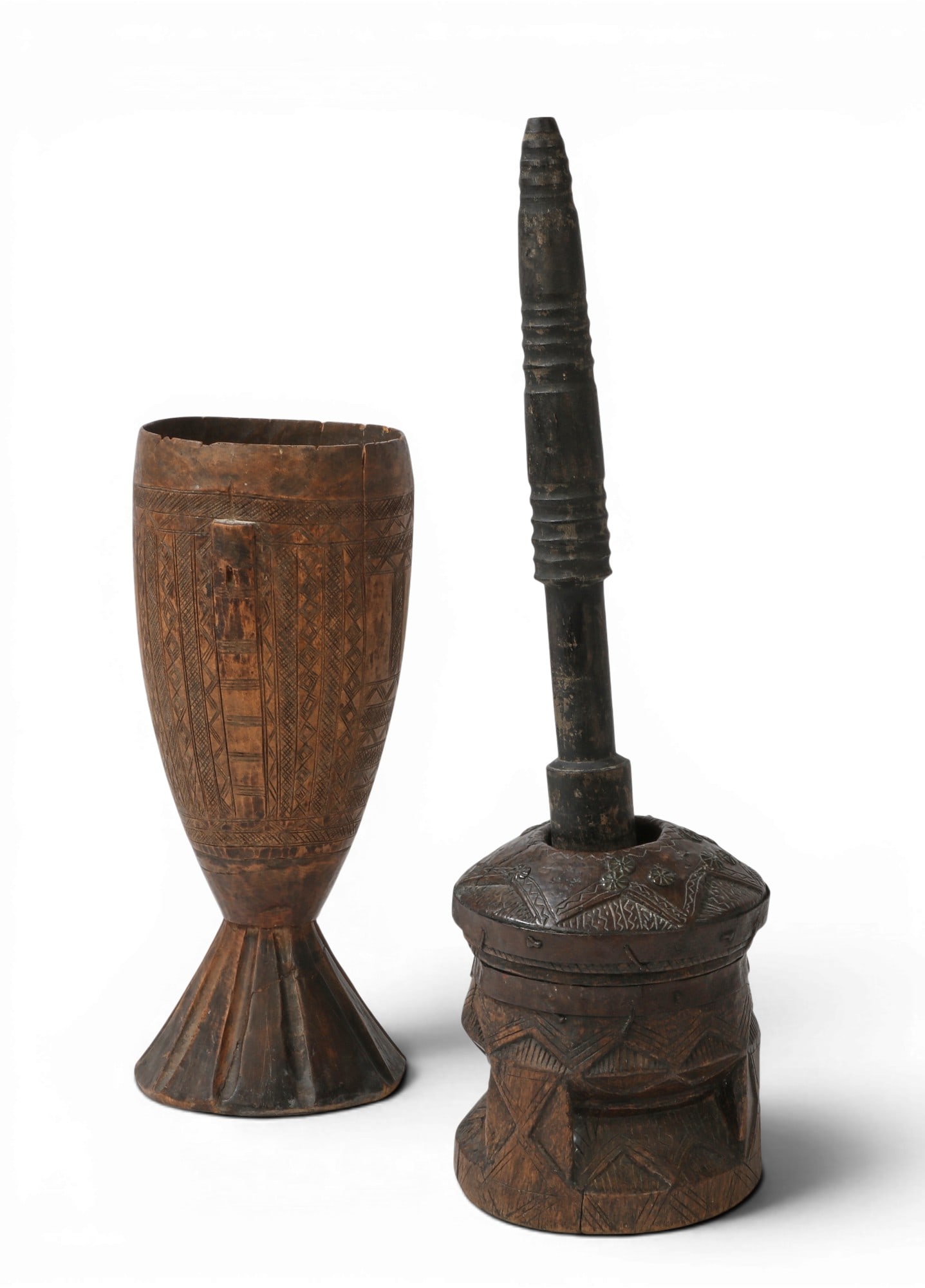 An African drum and a mortar and pestle (1 of 4)
