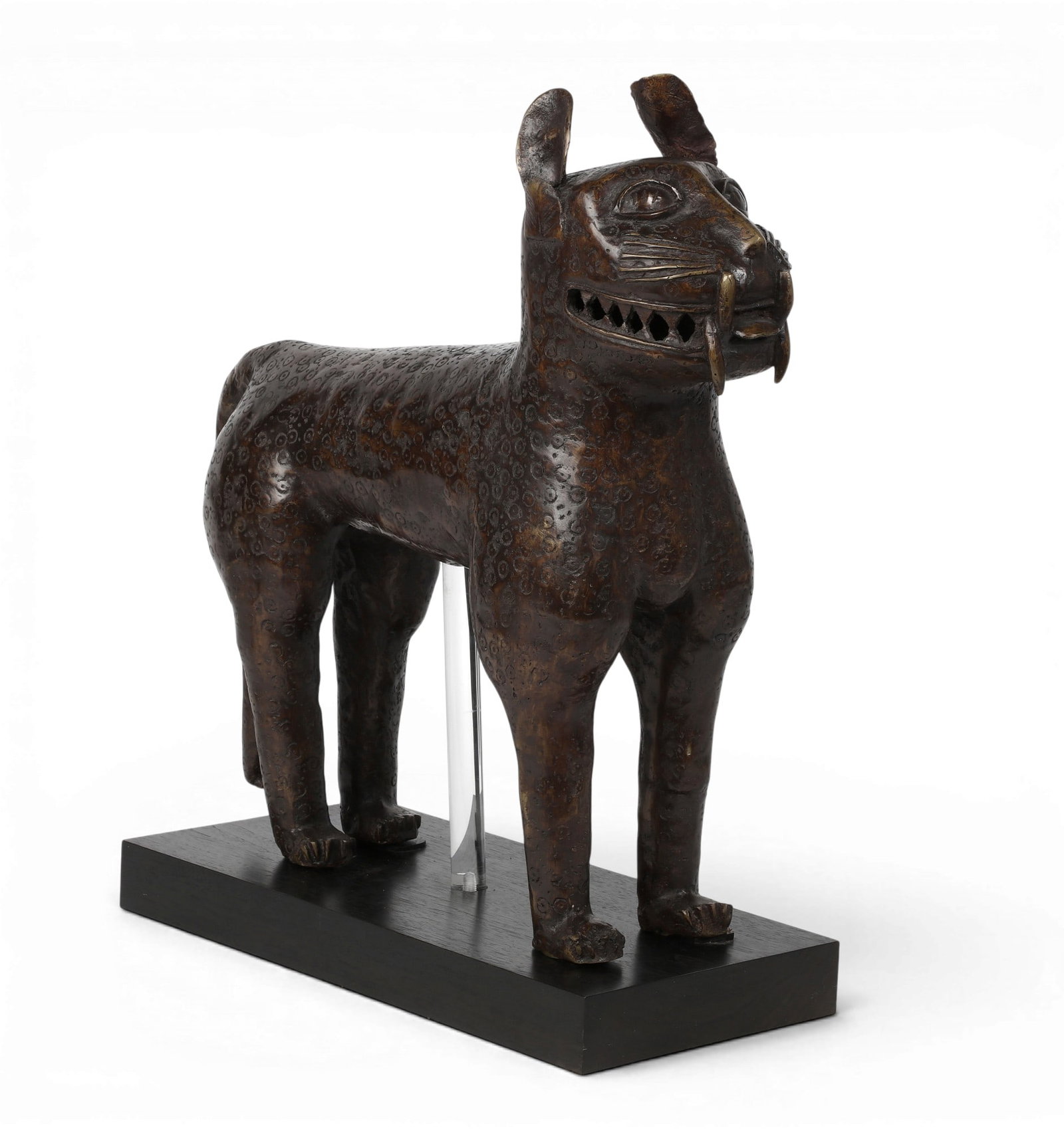 A Benin bronze model of a standing leopard (1 of 6)