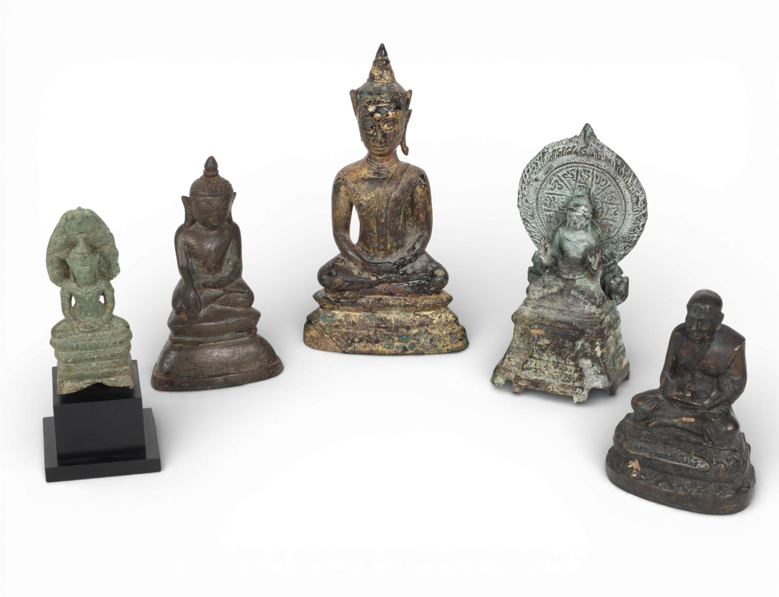 Five Southeast Asian metalware and mixed media models of Buddha and Luang Pu Thuat (1 of 7)