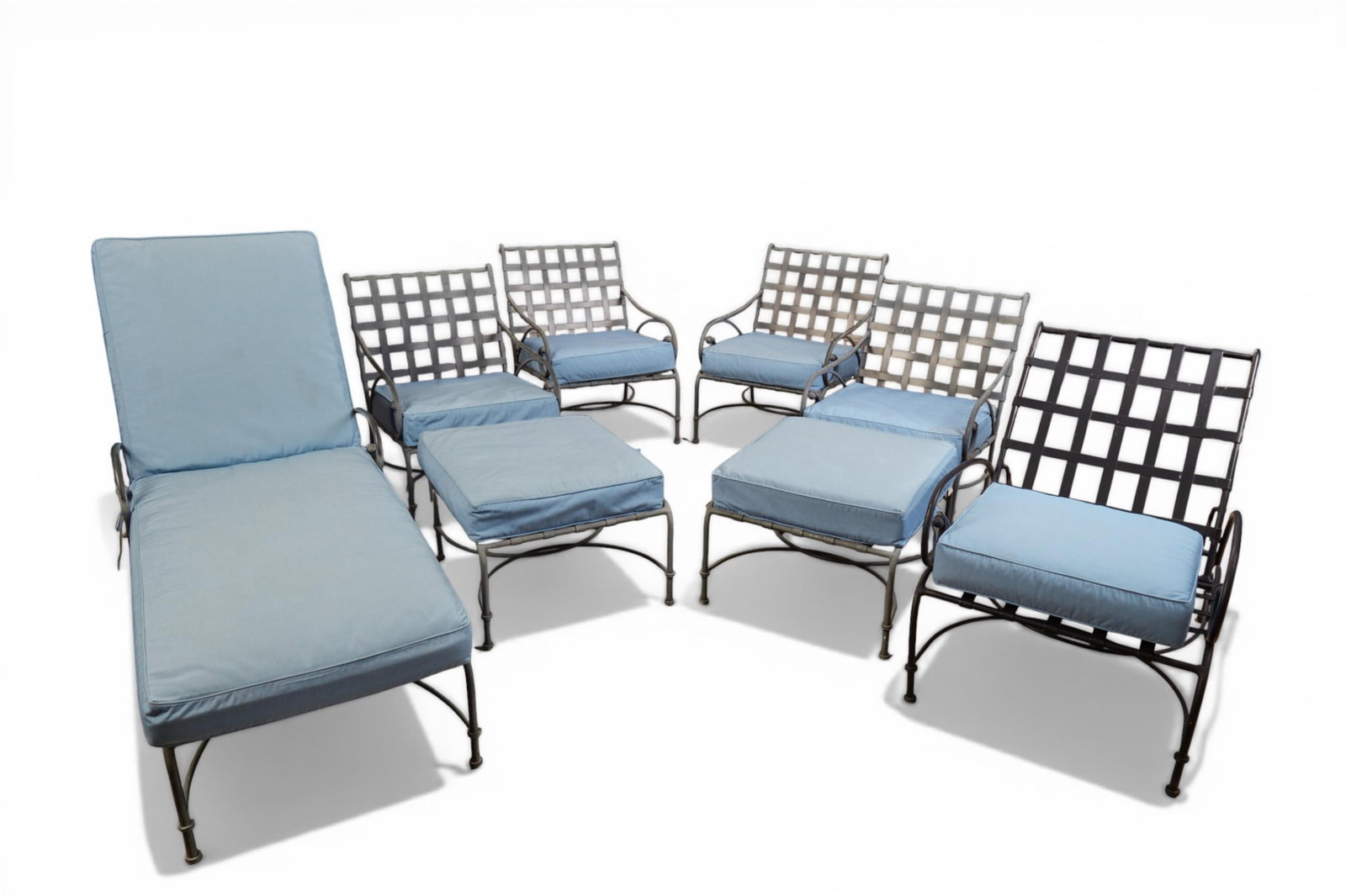 An eight piece suite of Brown Jordan aluminum Florentine patio furniture, modern (1 of 20)