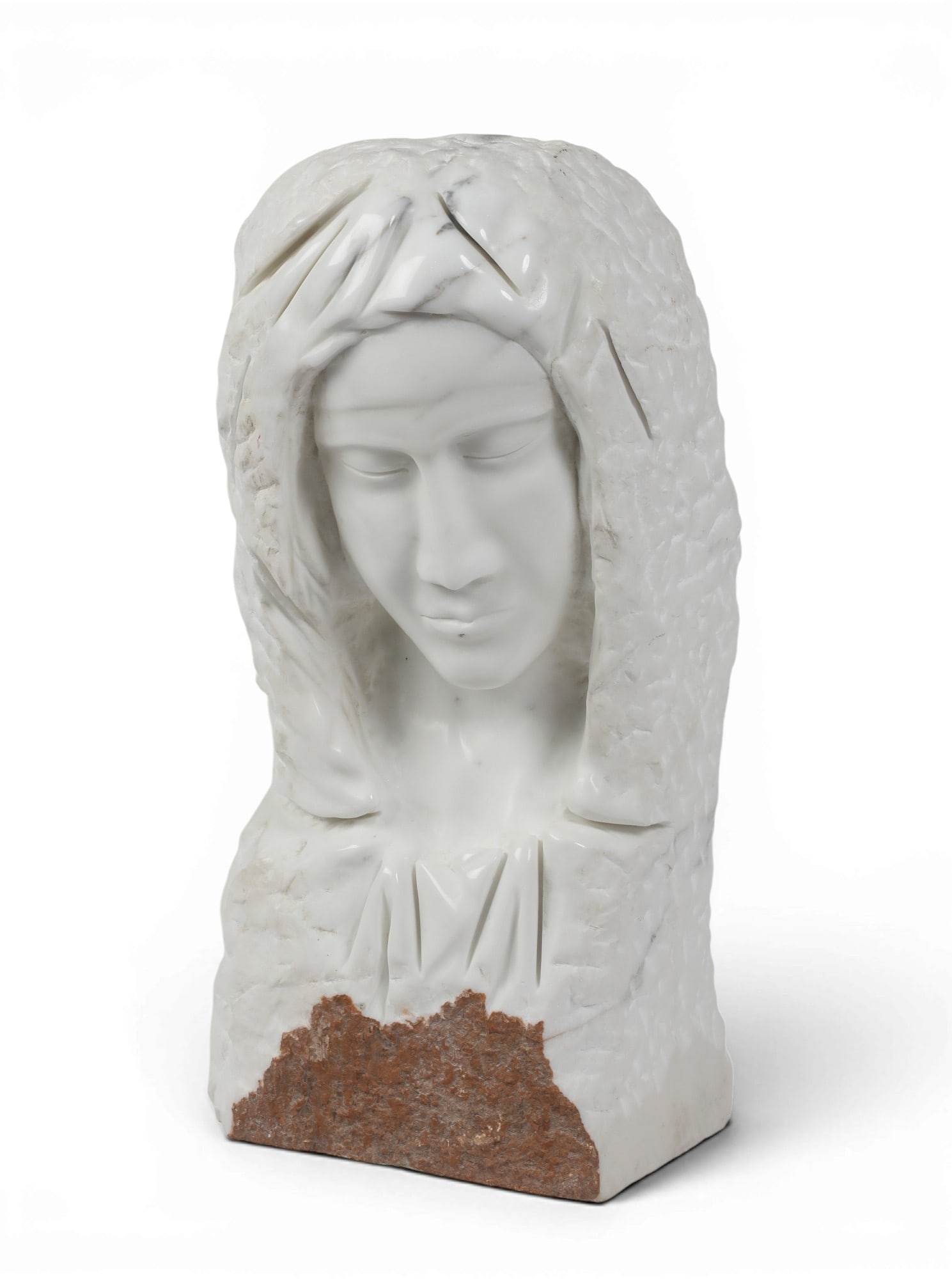 A carved carrara marble bust of a woman, Dr. Robert Klapper (American / Californian), circa 2006: A carved carrara marble bust of a woman Dr. Robert Klapper (American / Californian) circa 2006 Incised and dated to lower left side Carrara / 2006 with artists monogram. height 19 1/2in (49.5cm); widt