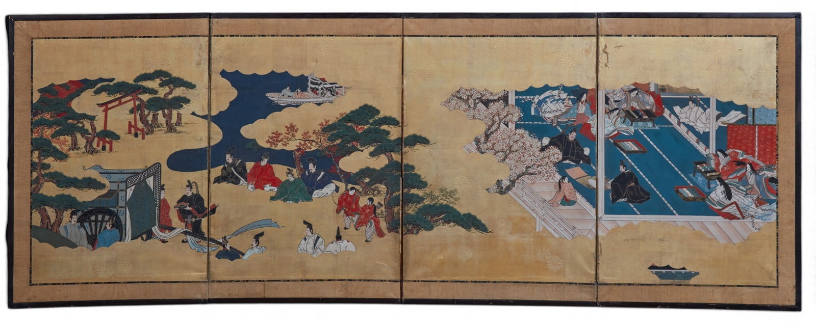 A four panel Japanese scene from Heian: Court life (1 of 7)