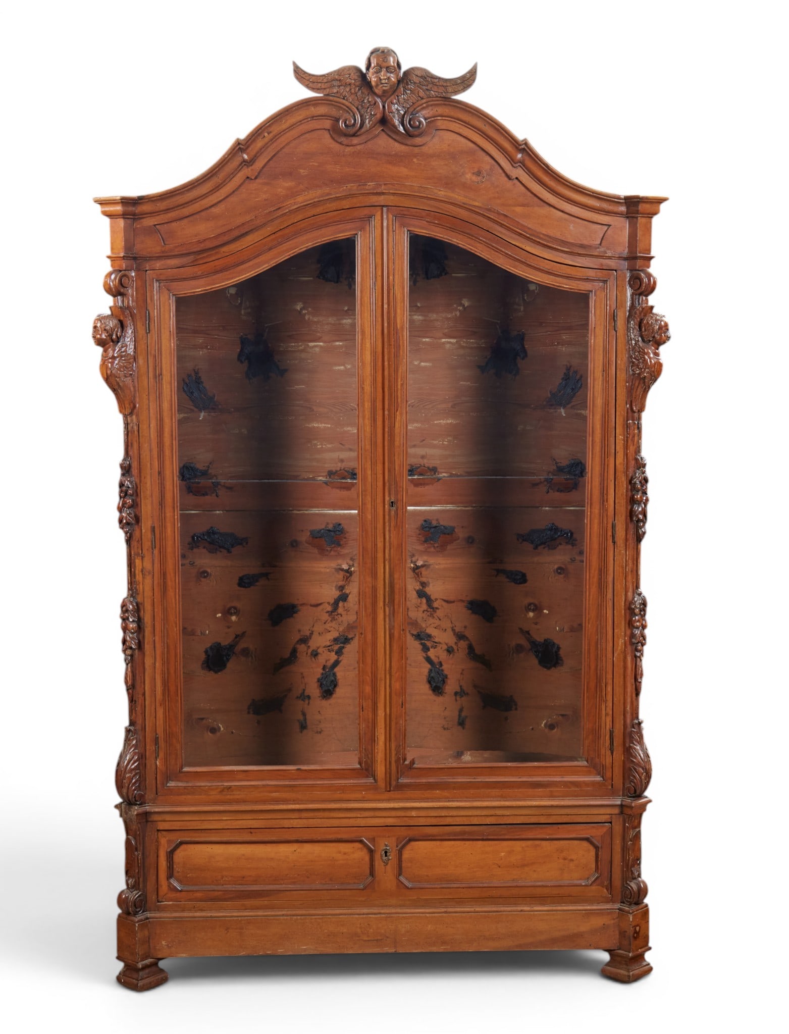 A Continental walnut display cabinet, late 19th century (1 of 13)